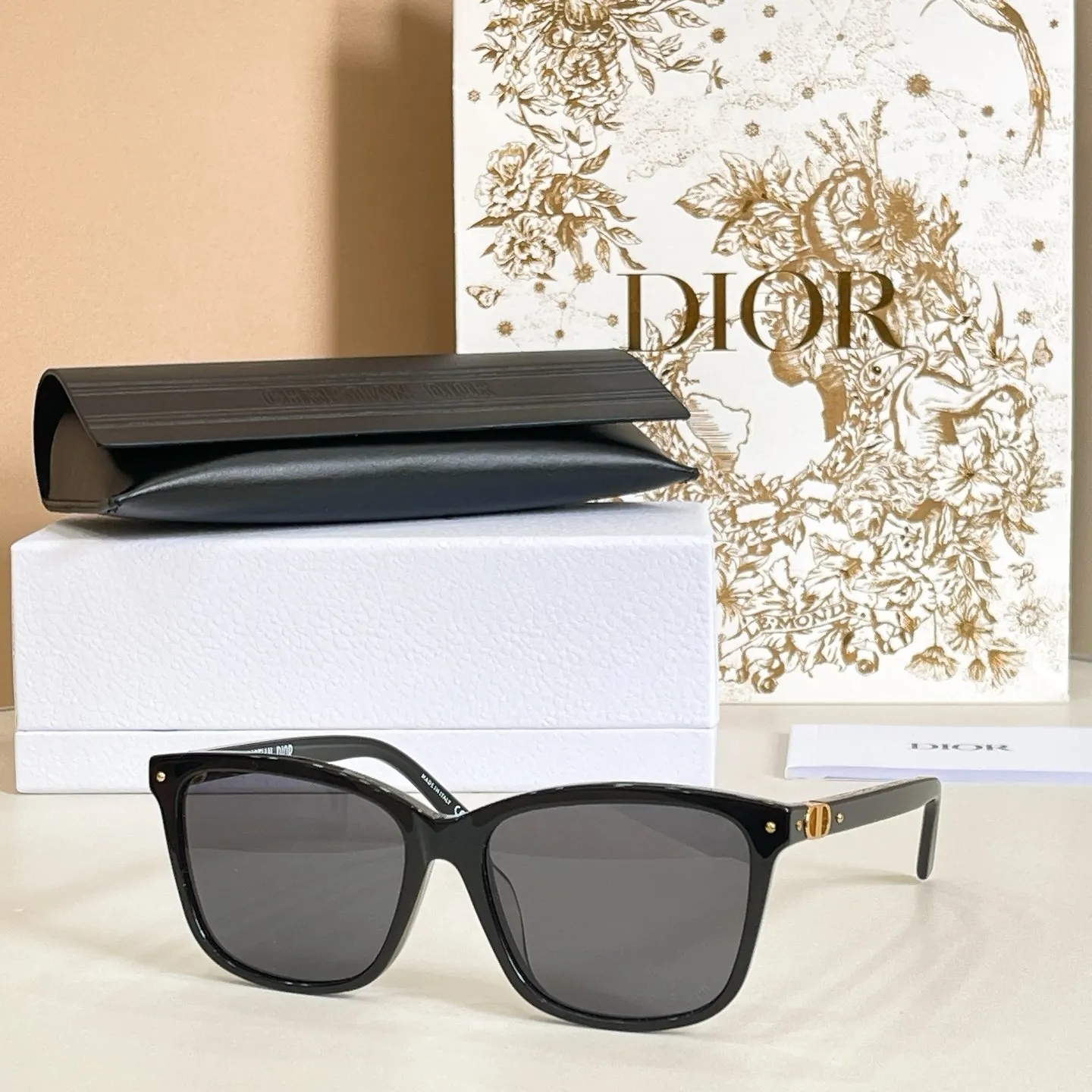 Dior 黑色方形太陽鏡 禮盒款