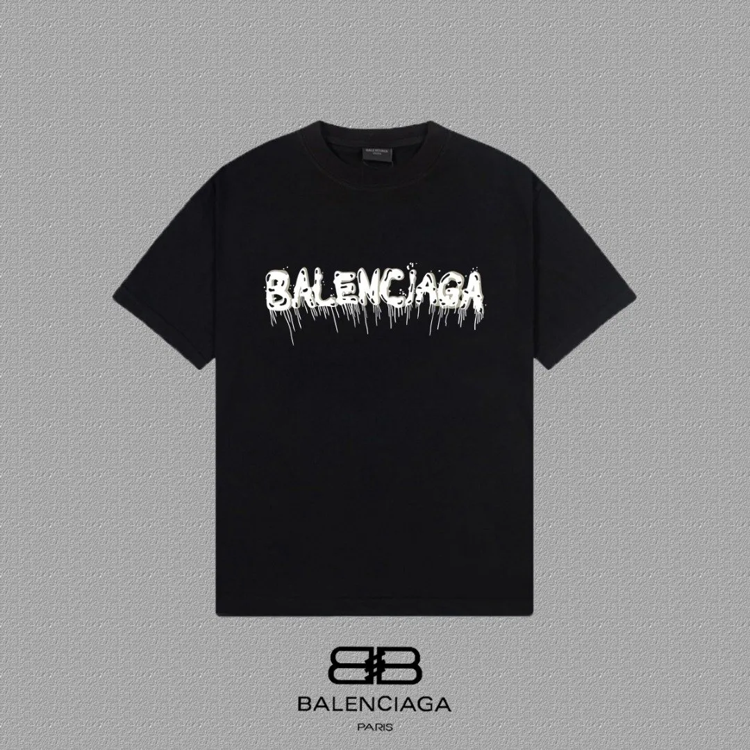 Balenciaga Paris Black Short Sleeve T-Shirt Street Casual