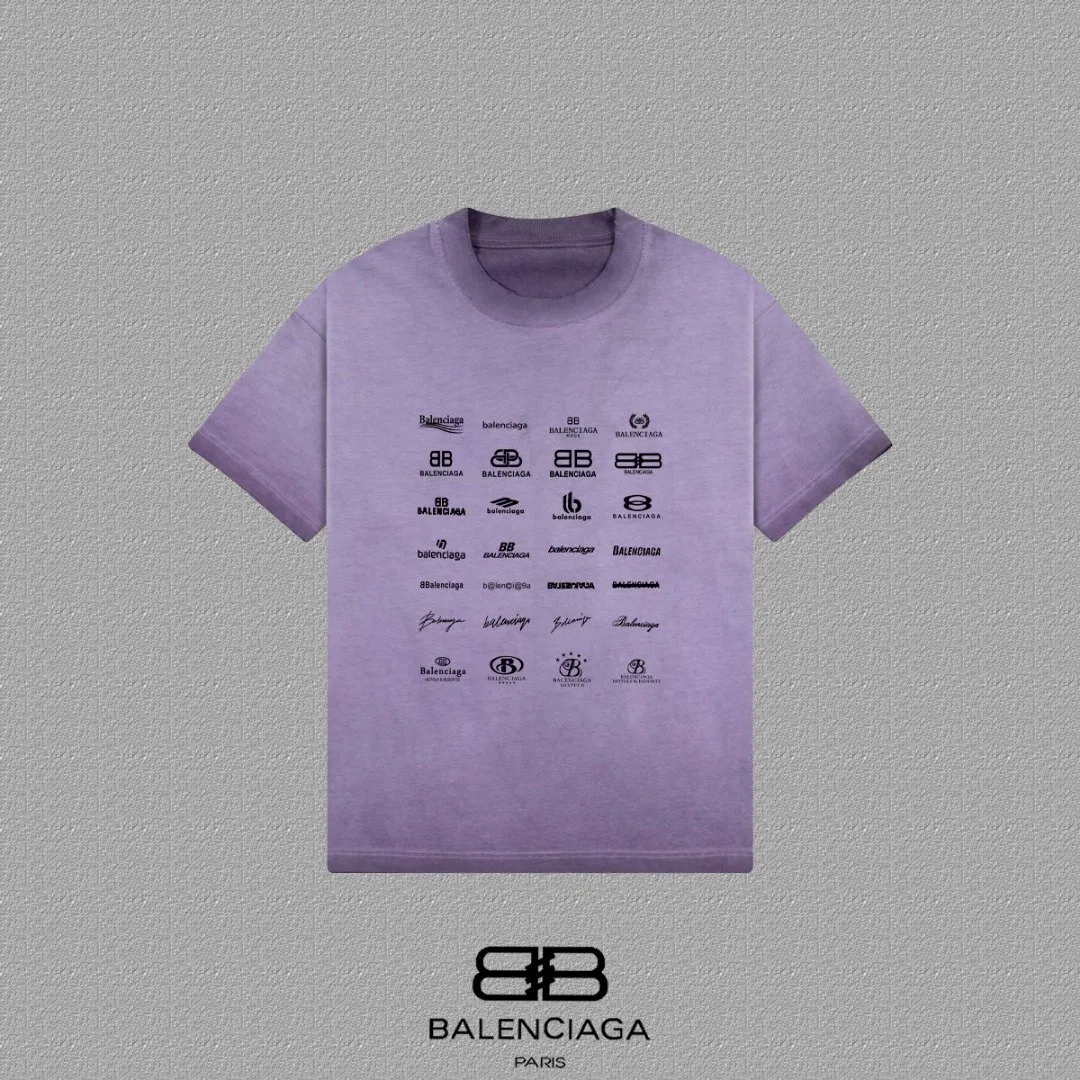 Balenciaga Paris Gray Short Sleeve T-Shirt Street Casual