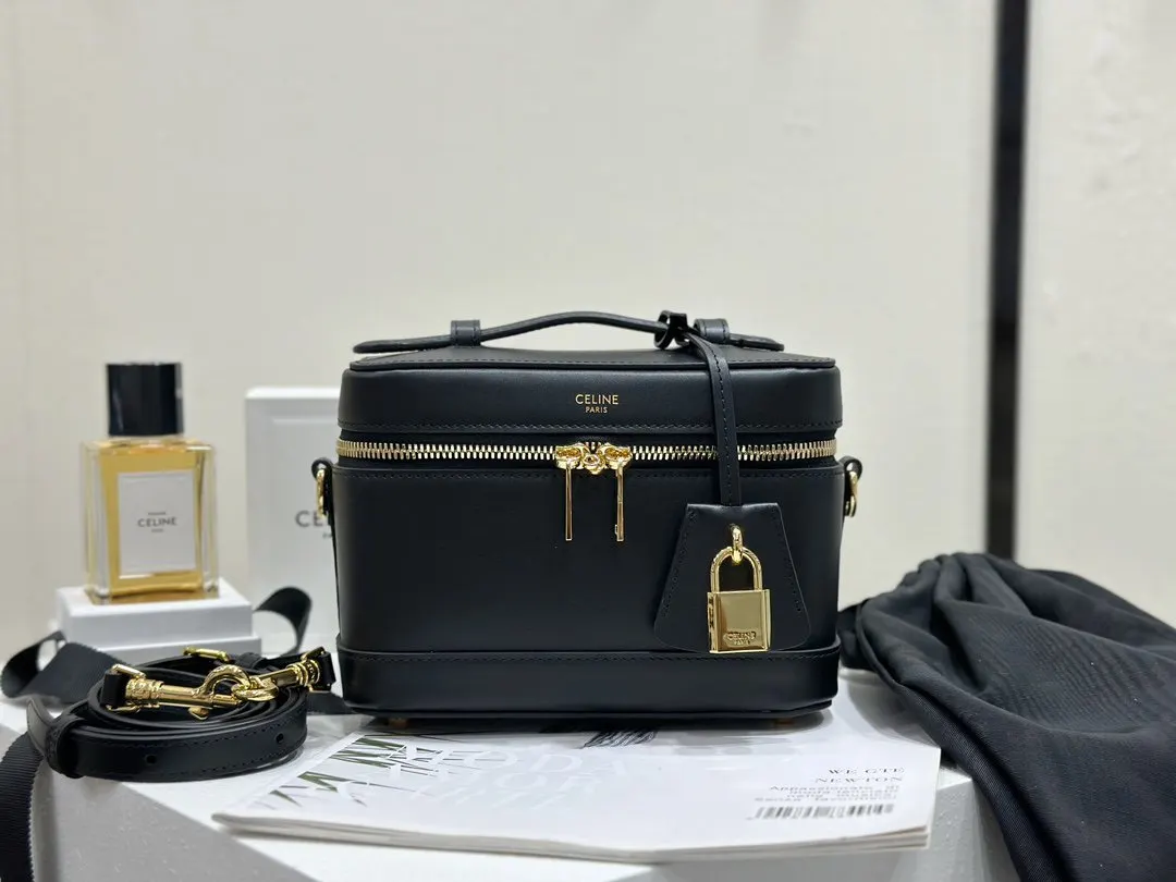 Celine 黑色 牛皮 化妝包 便携收納款
