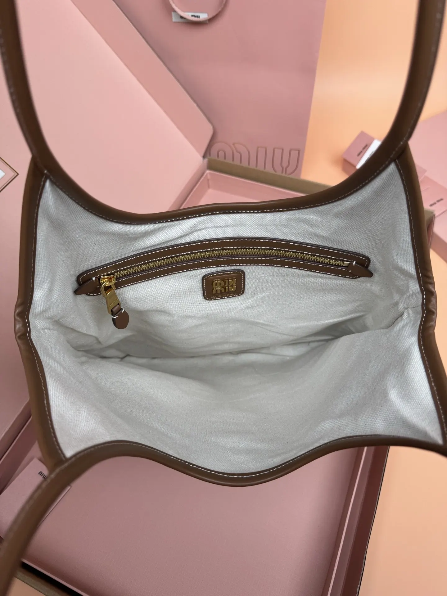 Coffee Gold Shoulder Bag Classic Canvas