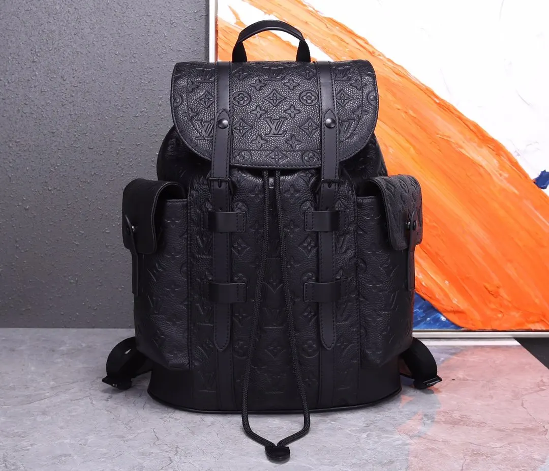LV 黑色 银色 牛皮 双肩包 实用双肩款