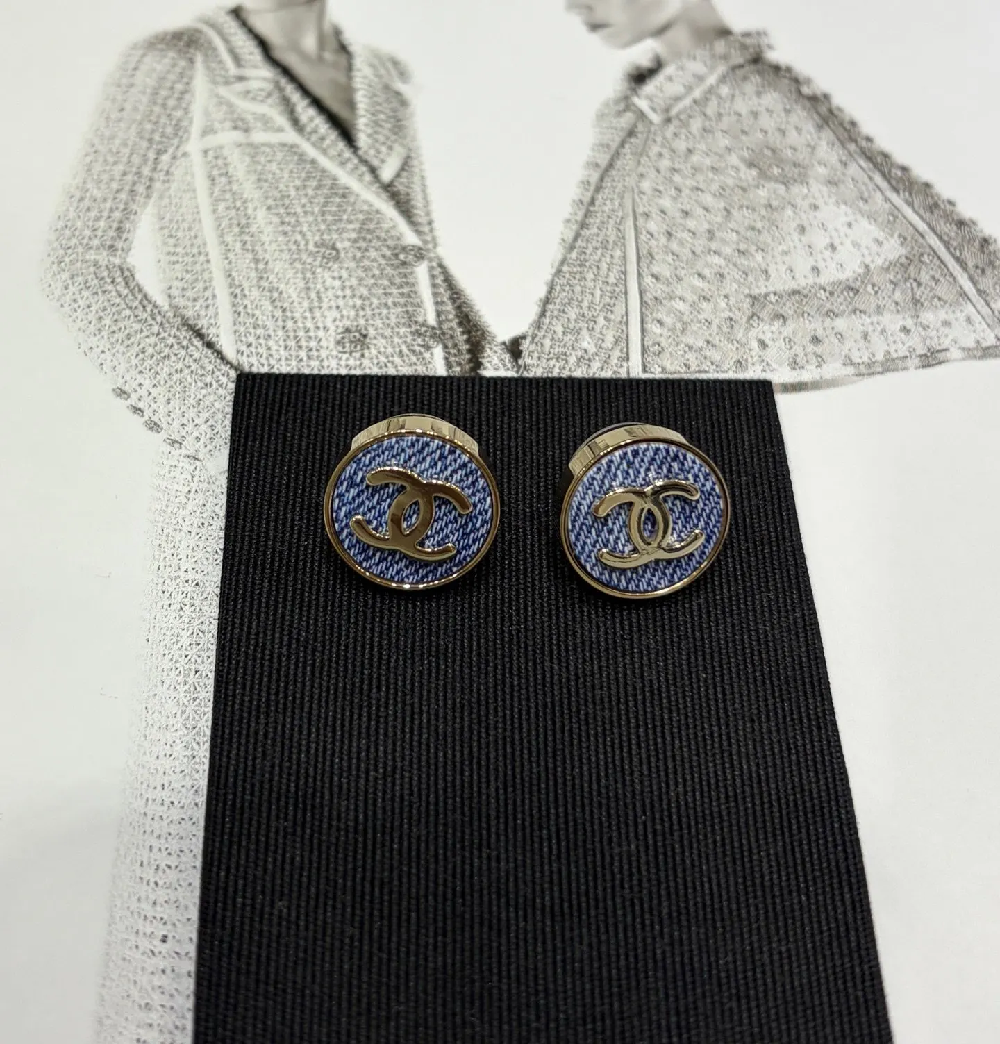 Chanel 蓝色/金色 耳饰