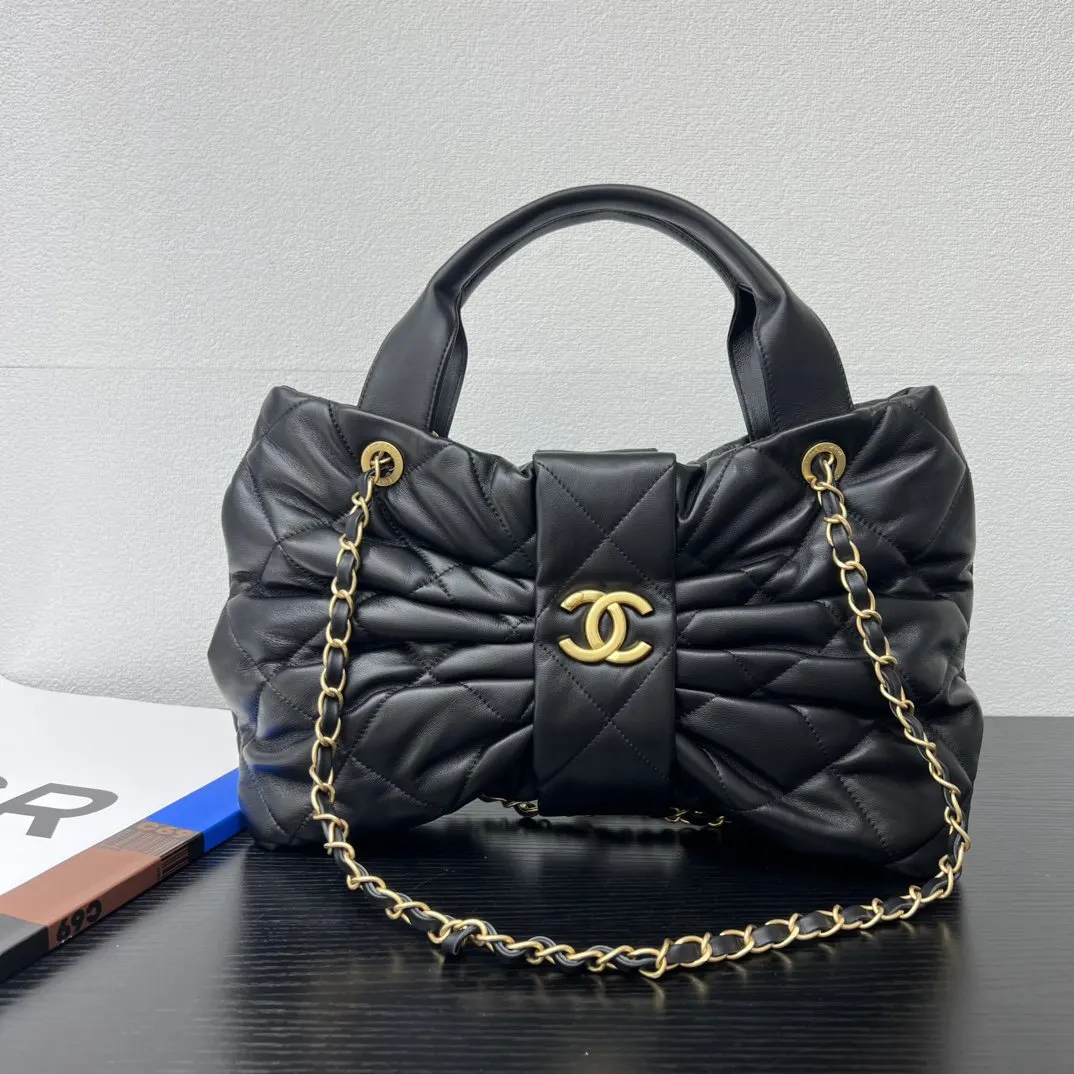 Chanel Black Top Handle Bag Leather