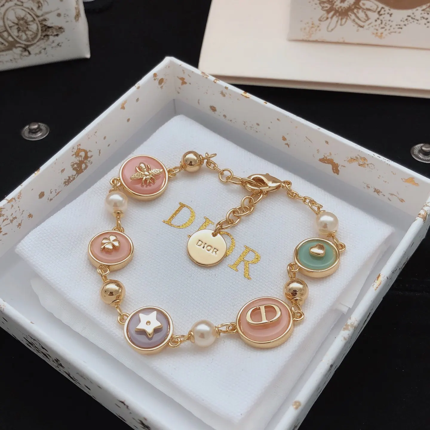 Dior 粉色 手链