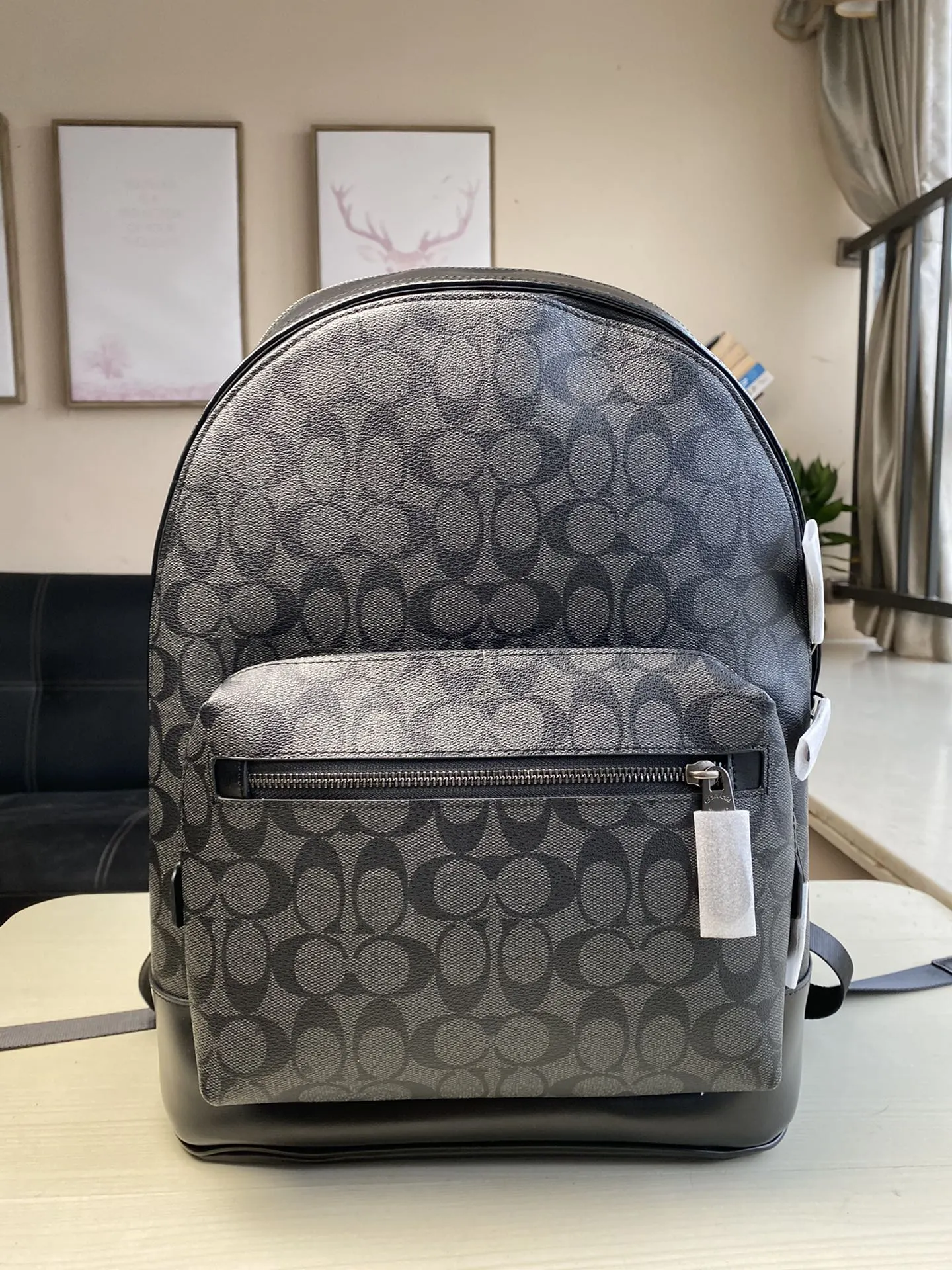 Coach 黑色 牛皮 纯 条纹 旅行袋 大容量旅行款