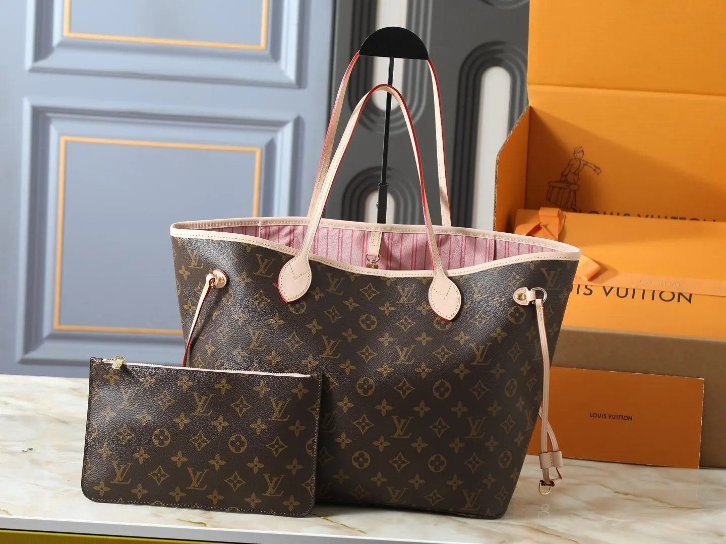 Neverfull 老花 帆布 手拿包 精致手拿款