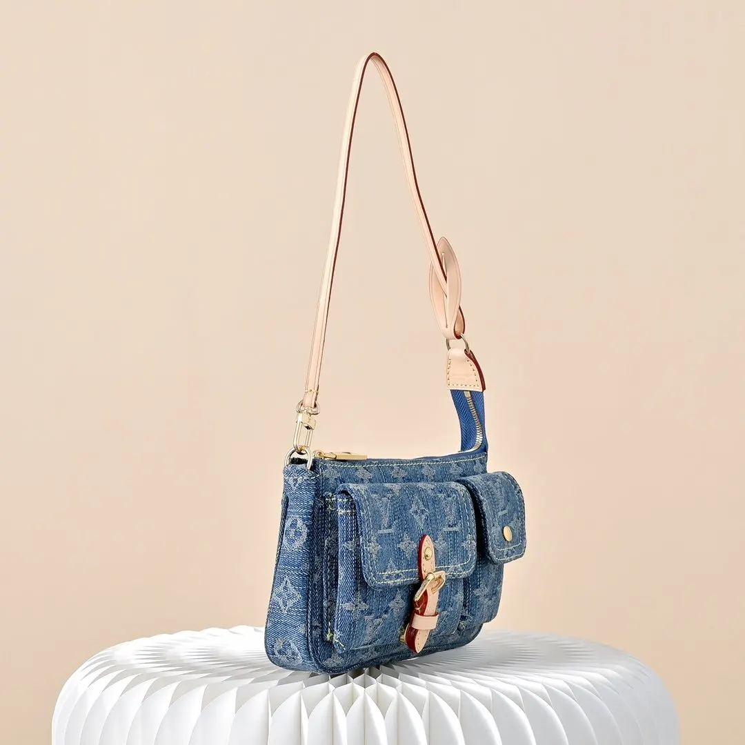 Blue Shoulder Bag Leather