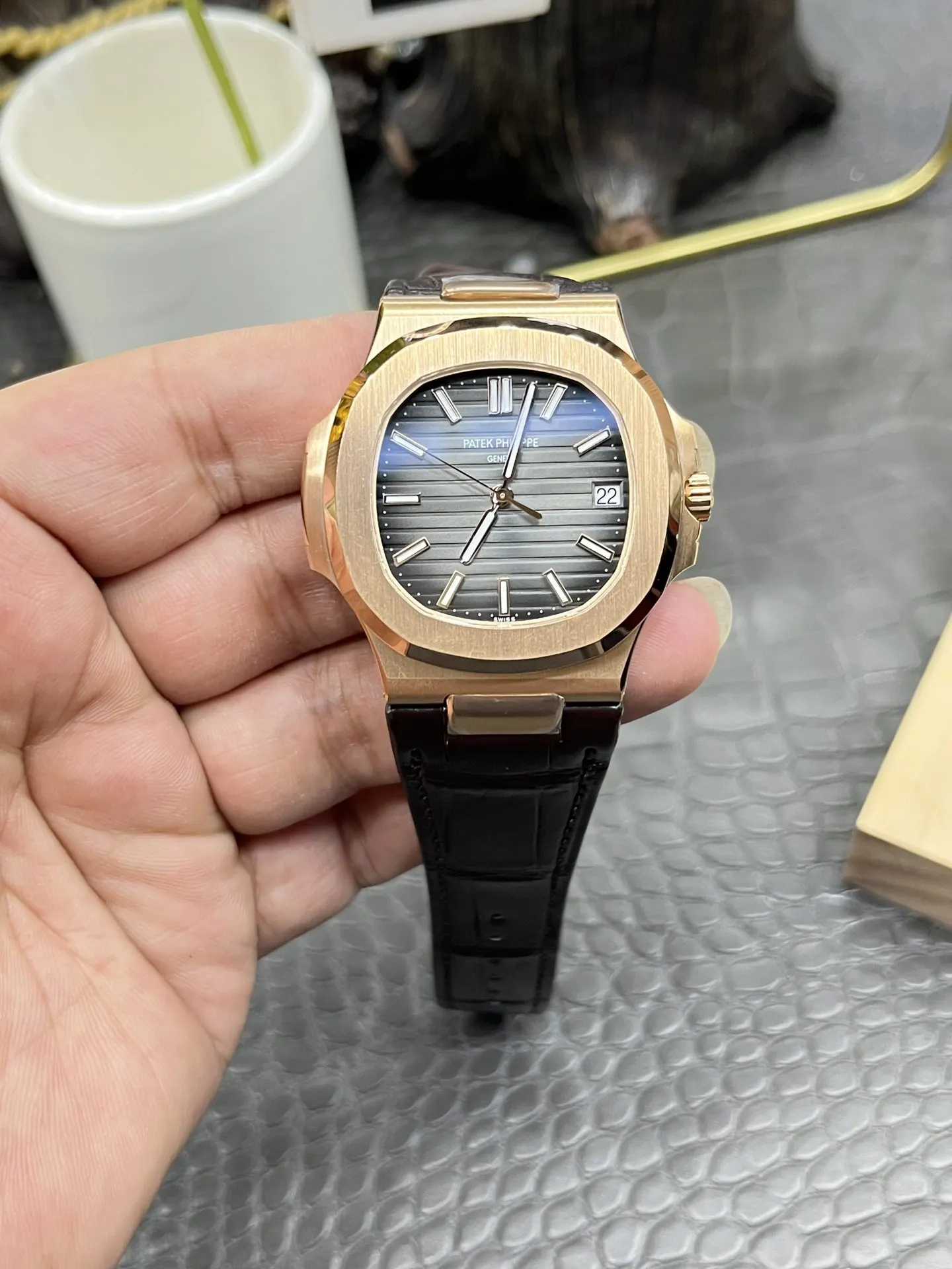 Patek Philippe 玫瑰金 鳄鱼皮 手錶 經典腕表款