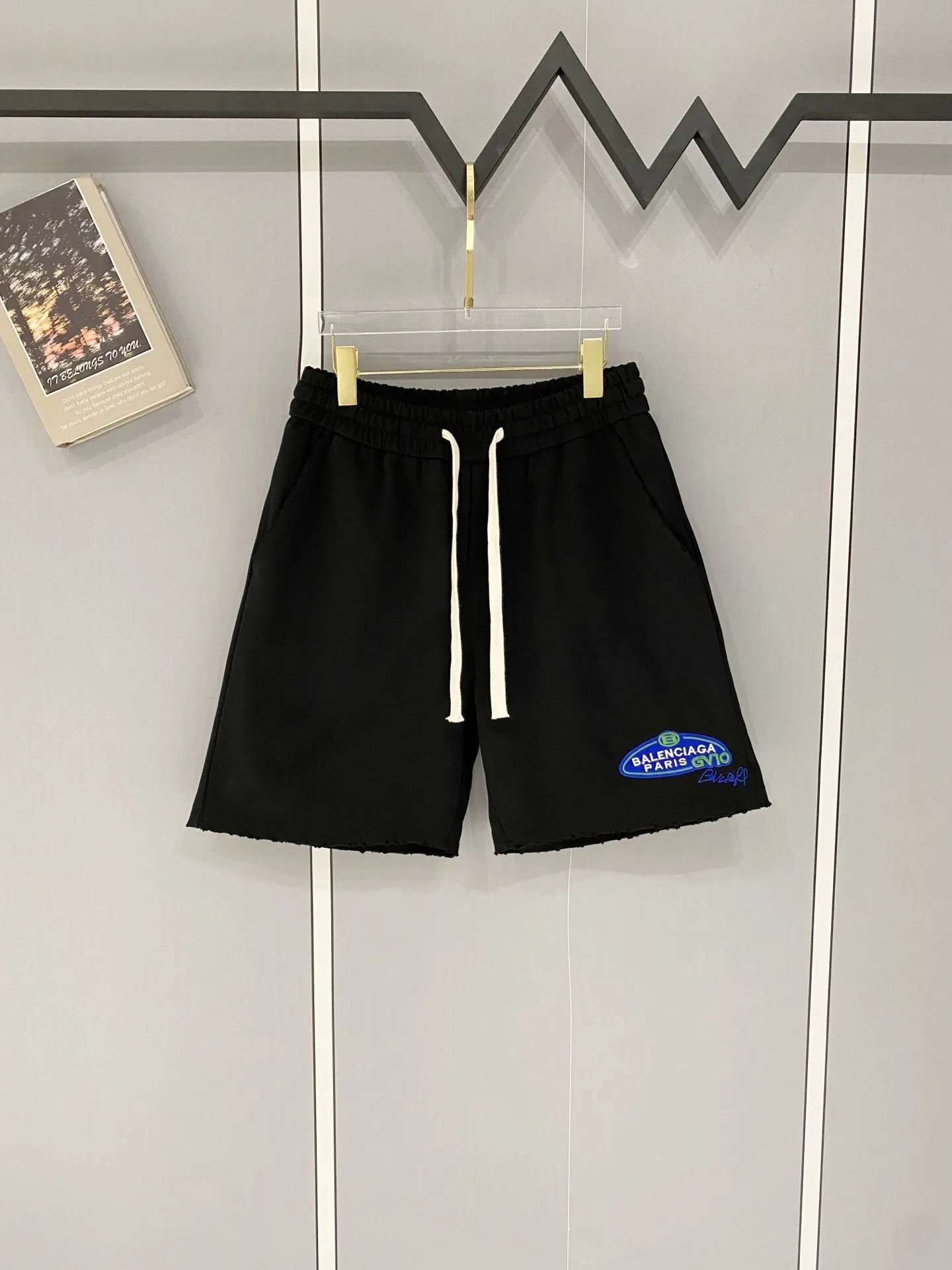 Balenciaga Black Cotton Shorts Street Casual Style