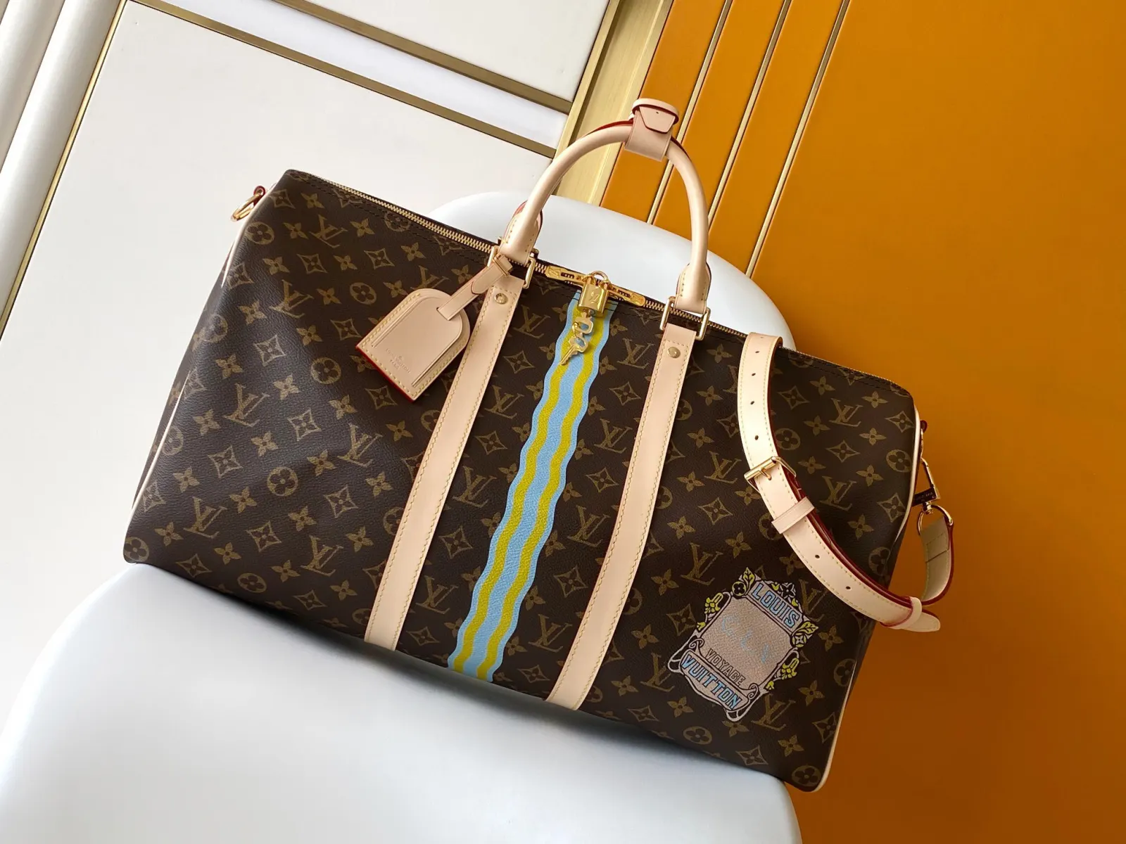 Keepall 老花 牛皮 旅行袋 大容量旅行款