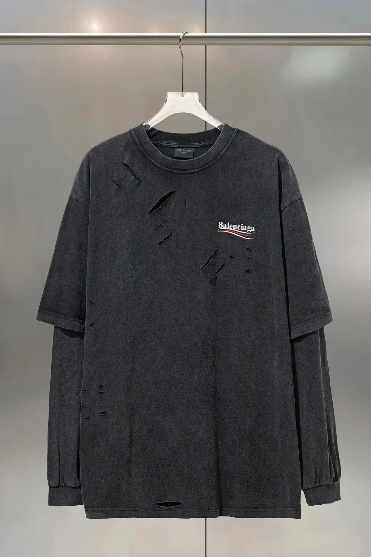 Balenciaga Cotton Long Sleeve T-Shirt Street Casual Style