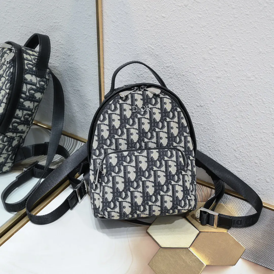 Dior 黑色 藍色 牛皮 雙肩包 实用雙肩款