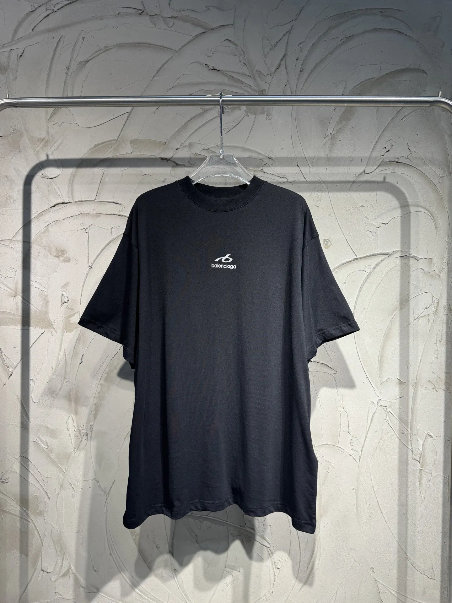 Balenciaga 26FW Black Logo Print Short Sleeve T-Shirt Street Casual Style