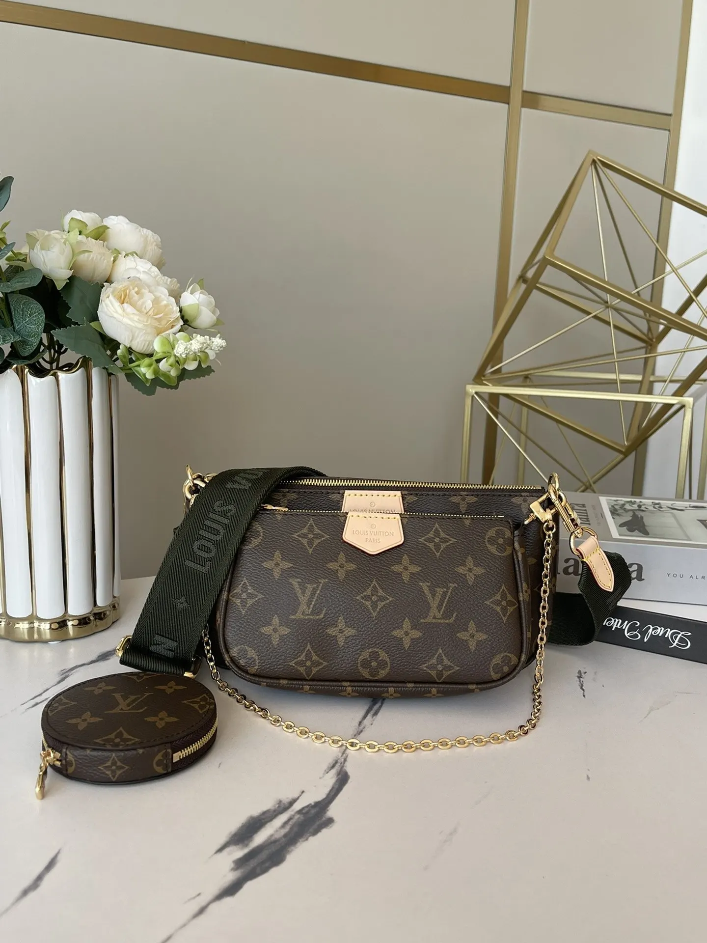 LV 粉色 綠色 帆布 鏈條包 精致鏈條款