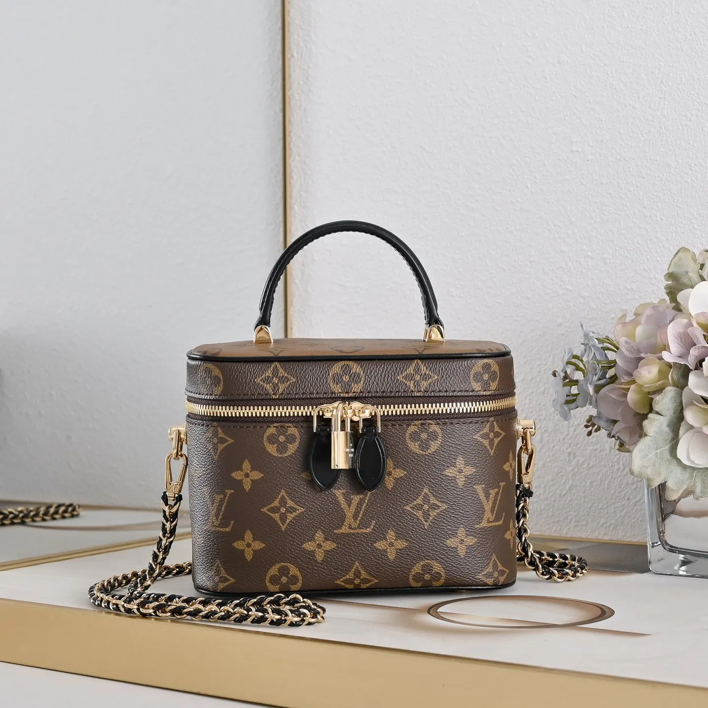 LV 老花 帆布 链条包 精致链条款