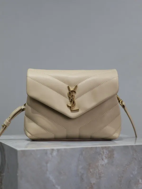 Beige Crossbody Bag Lightweight Classic Leather
