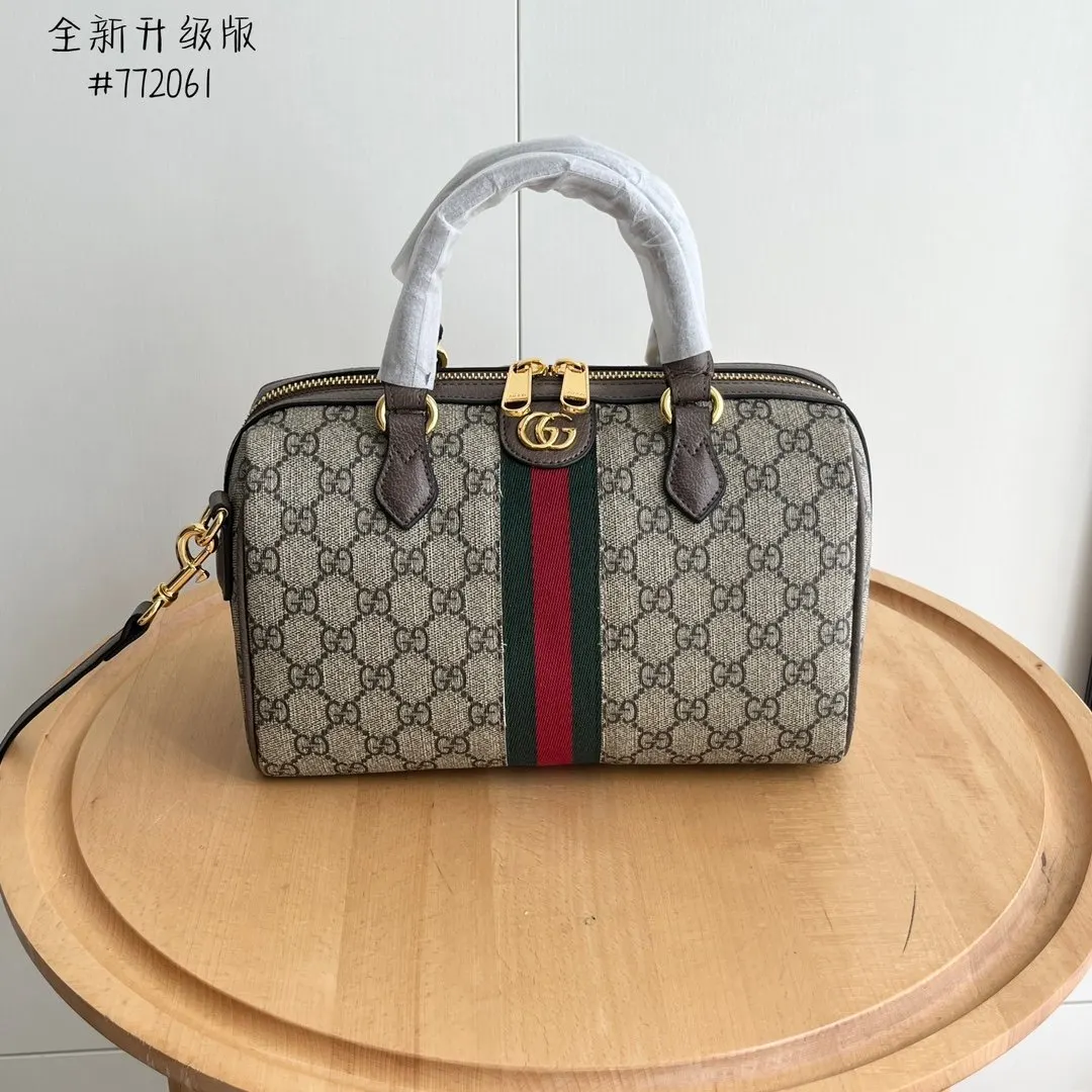 Gucci Ophidia GG Supreme老花手提包 手提款 棕色