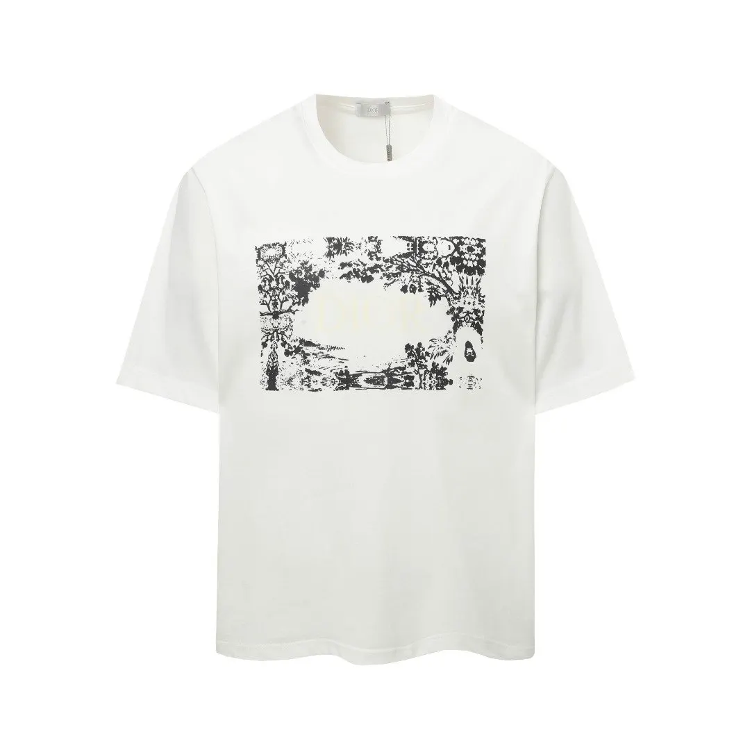 Dior 白色方形印花T恤 簡約百搭款