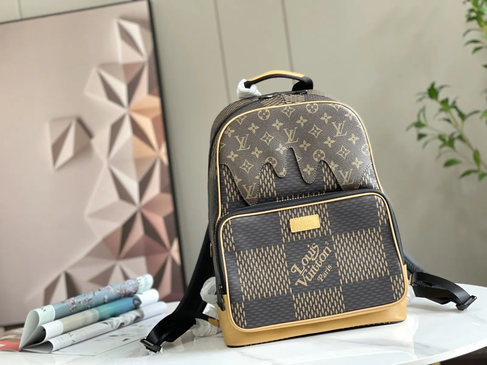 黑色 Damier 雙肩包 实用雙肩款