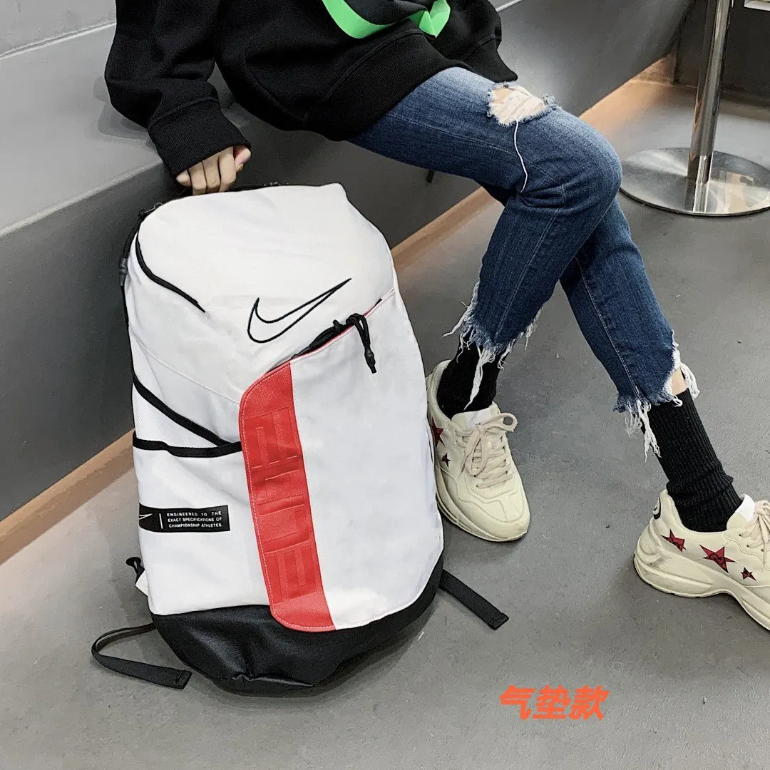 白色 高 气垫款 Nike耐克气垫款刺繡勾精英大 雙肩包 实用雙肩款