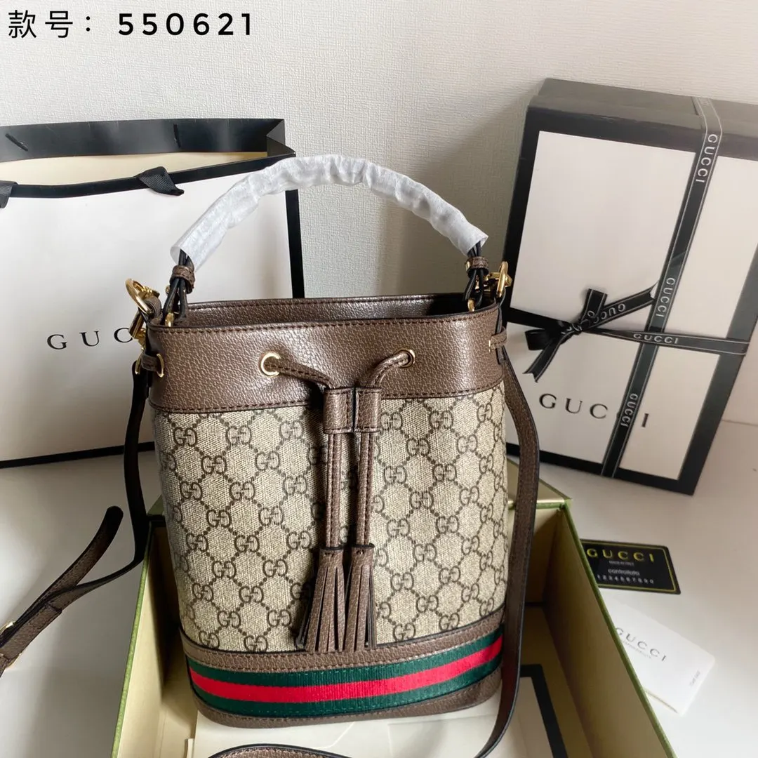 Gucci Ophidia GG Supreme老花水桶包 手提單肩款