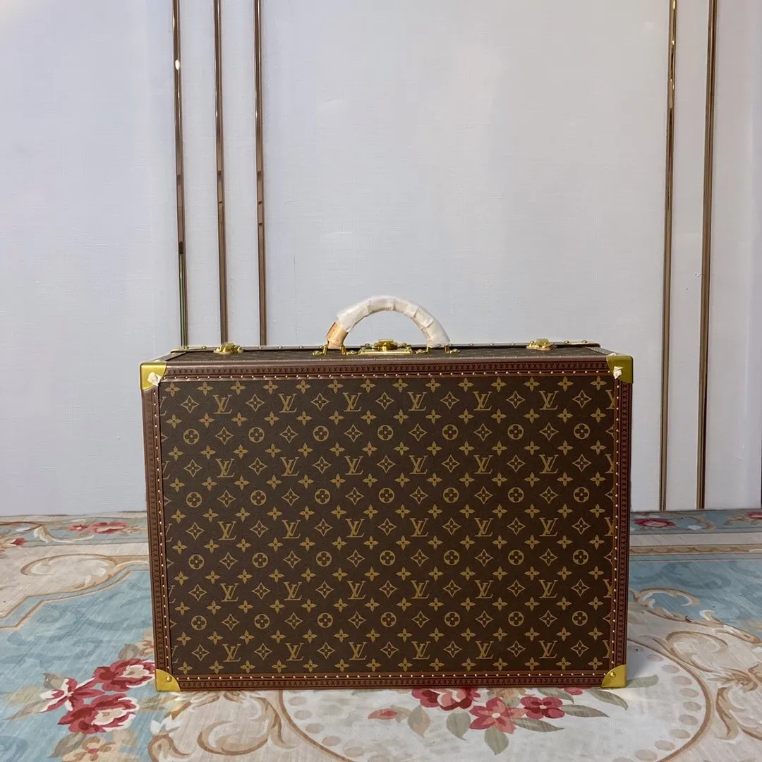 LV 金色 帆布 硬箱 纯铜五金 ALZER 硬箱 著名的Alz 行李箱 旅行拉杆款 轻便出行款