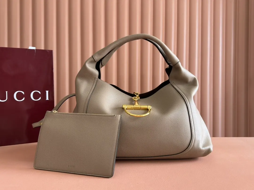 Gucci Brown Gold Clutch Bag Leather