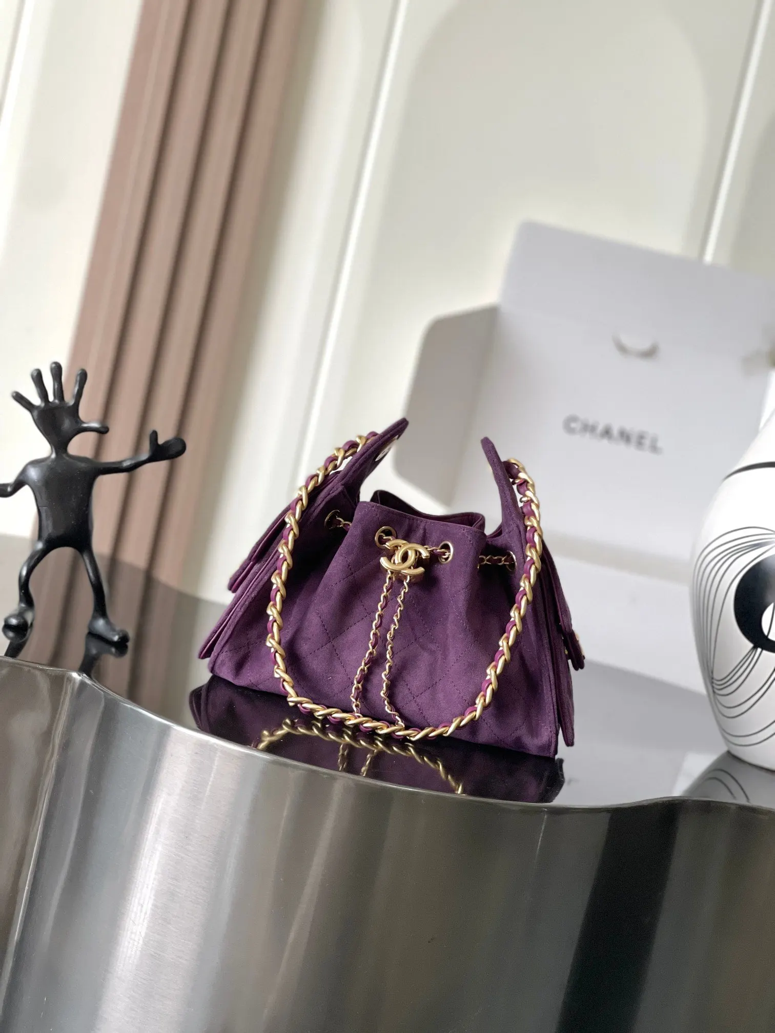 CHANEL 紫色牛皮Hobo腋下包 單肩款