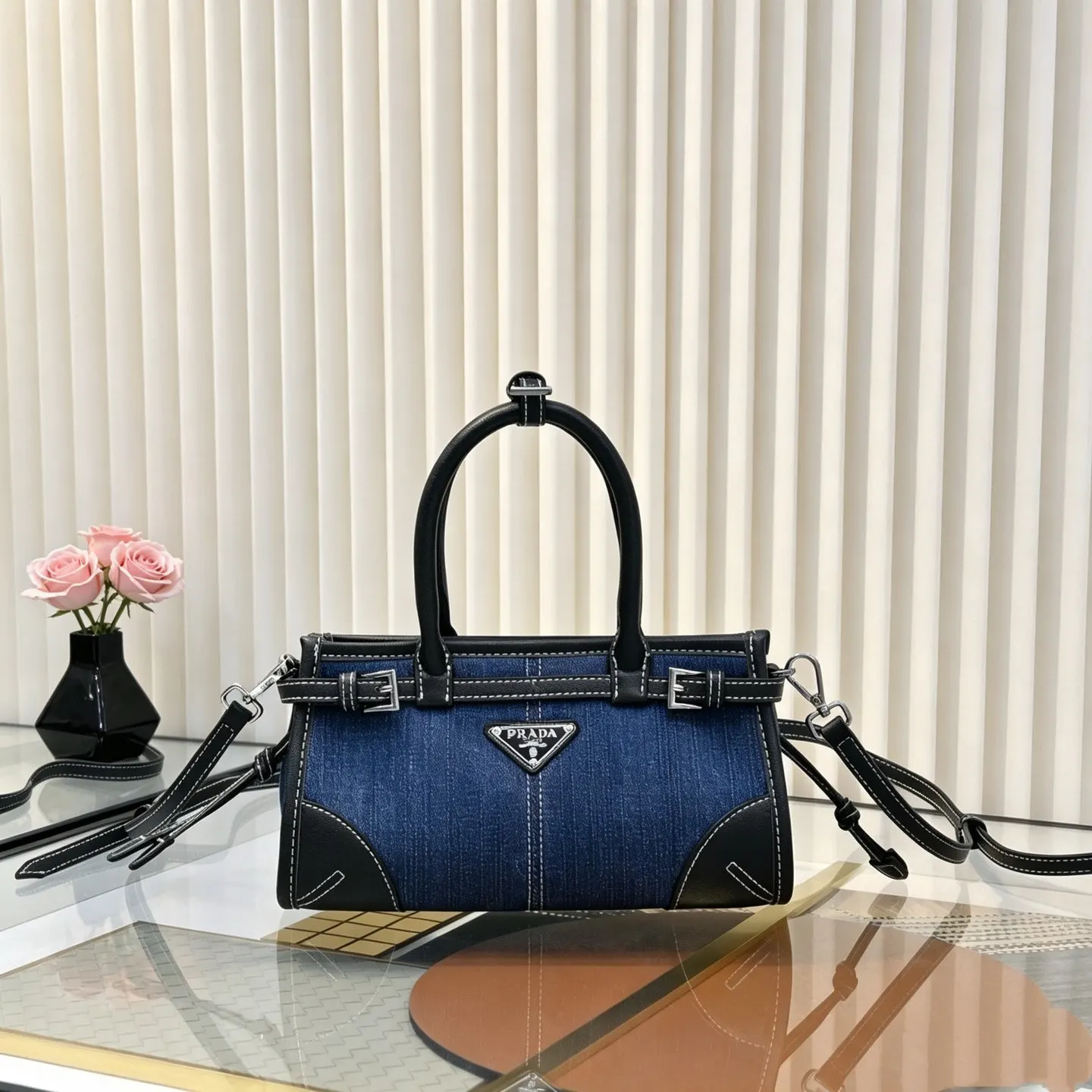 PRADA 牛皮 牛仔 斜背包 迷你休閒款
