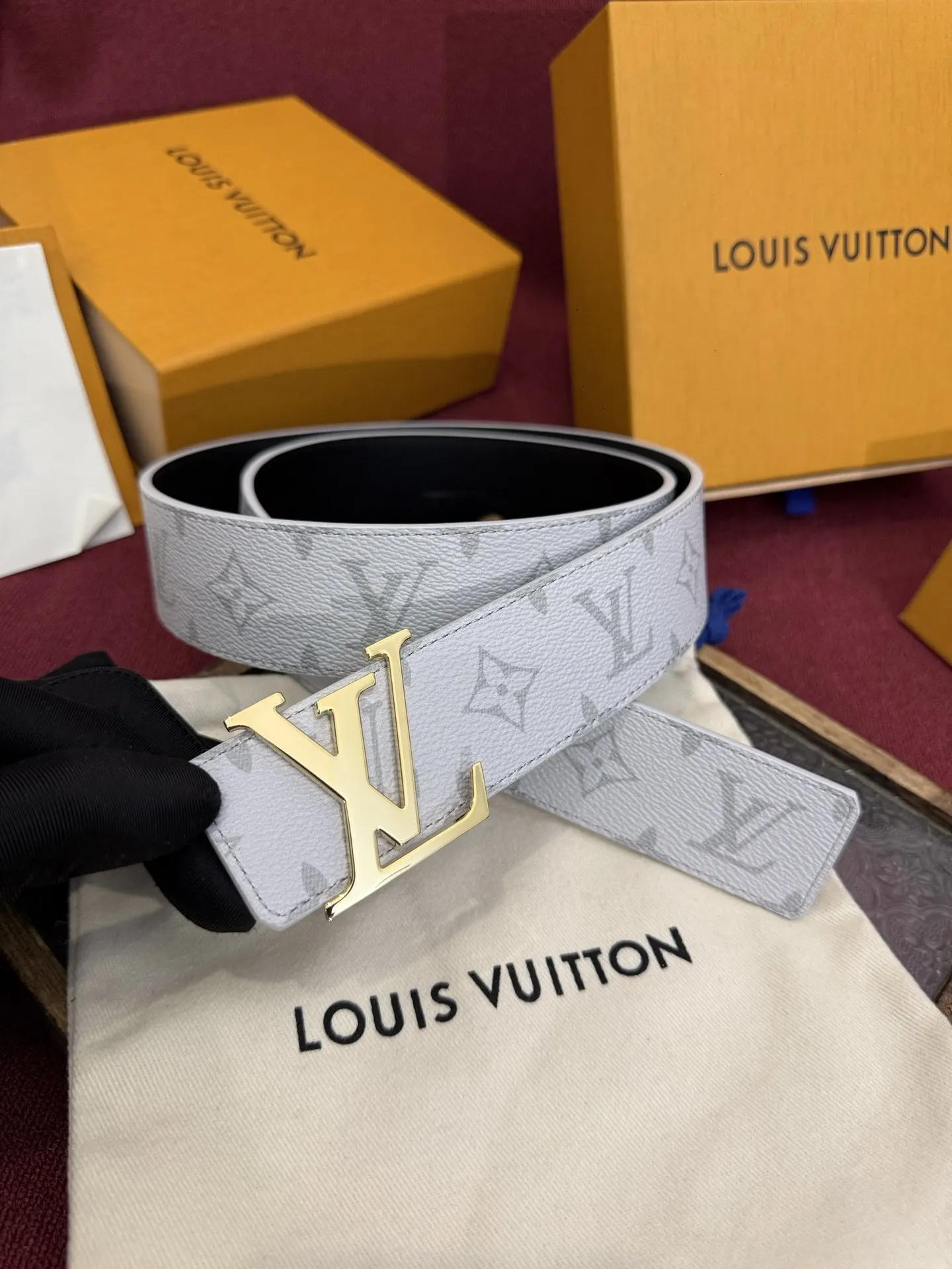 LV 綠色 雙面腰帶 商務休閒款