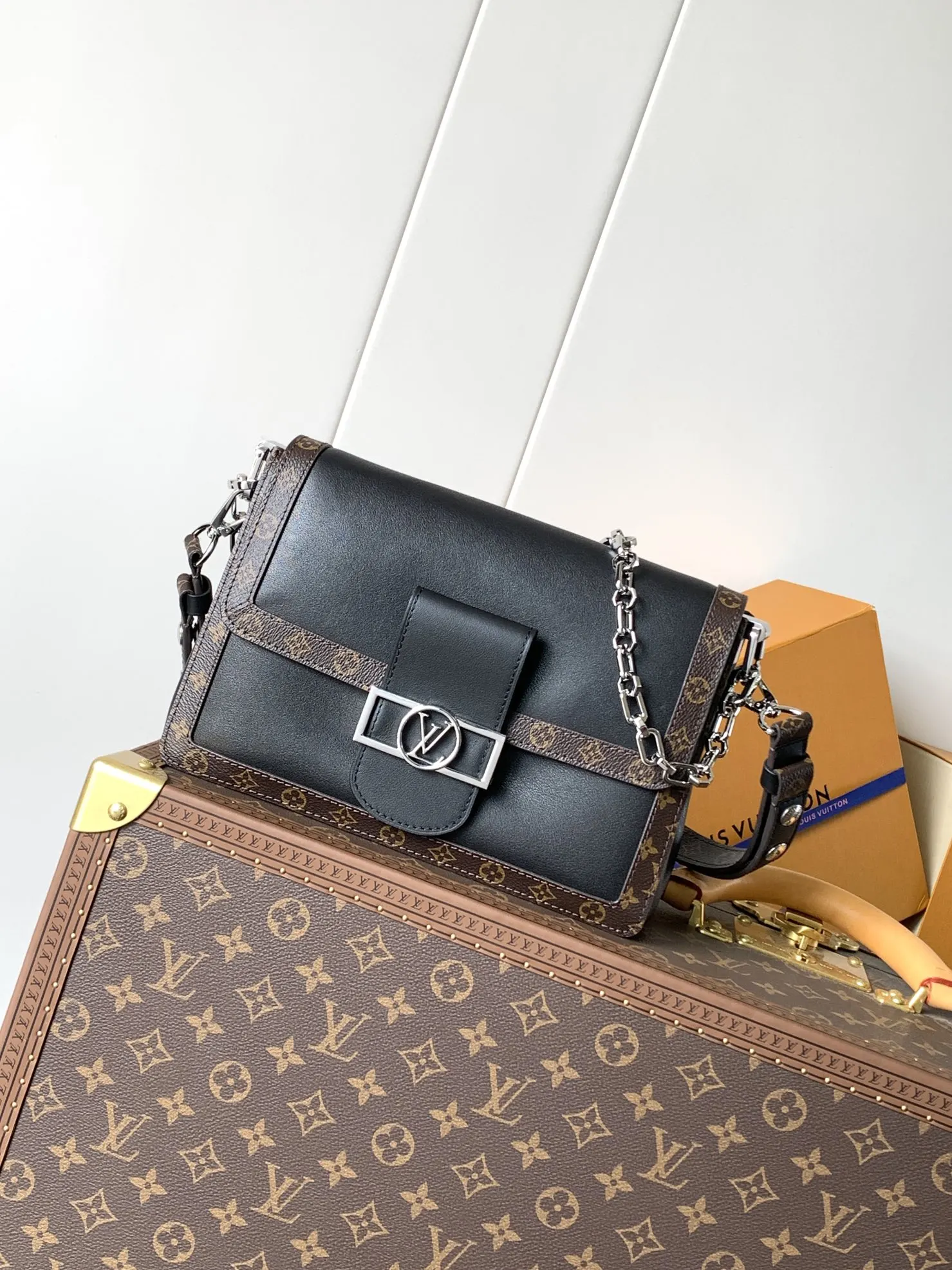 LV 牛皮 字母跃现于翻盖之上 与可拆卸链条相映成趣 链条包 精致链条款