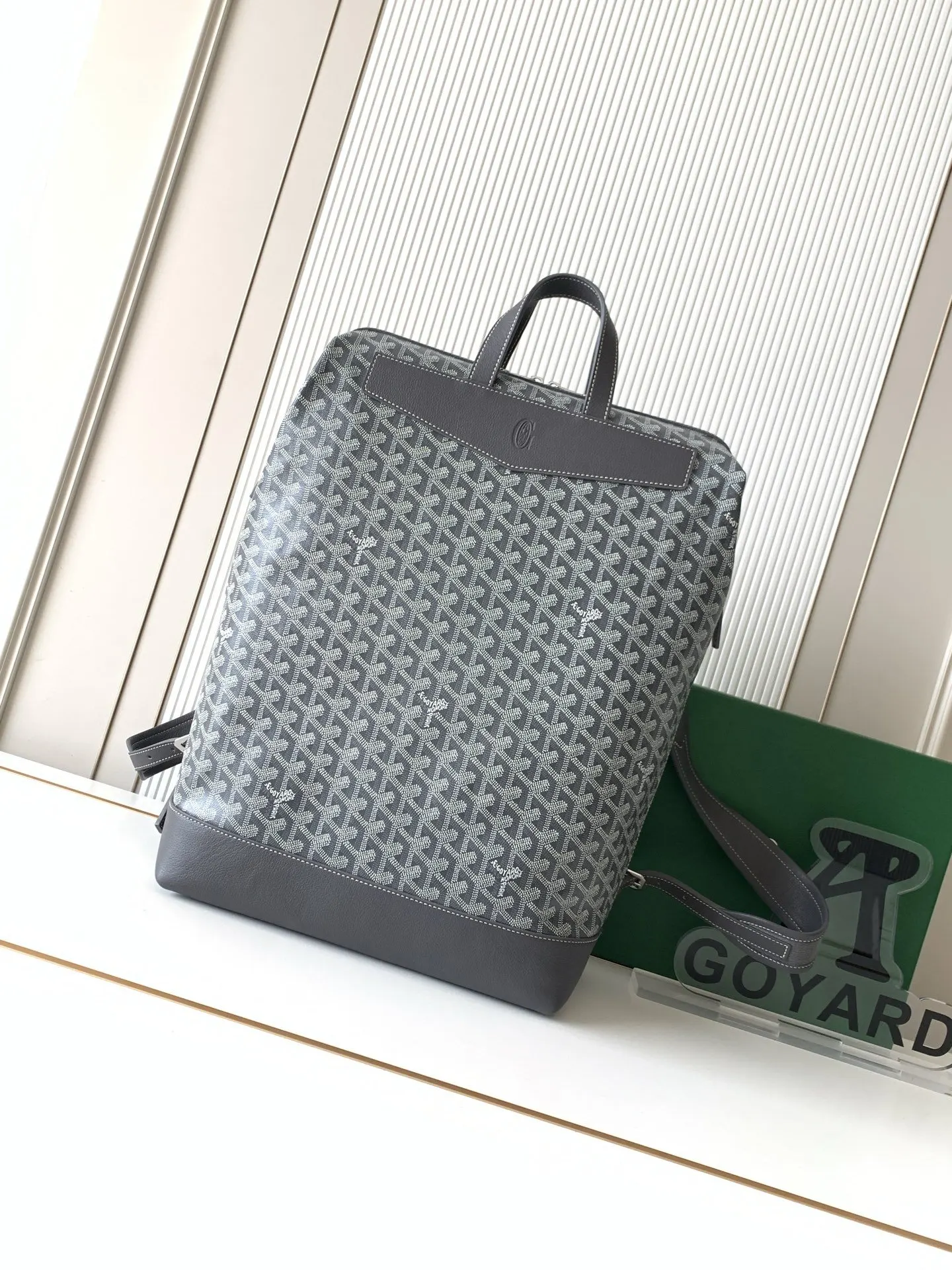 Goyard Black Brown Backpack Leather