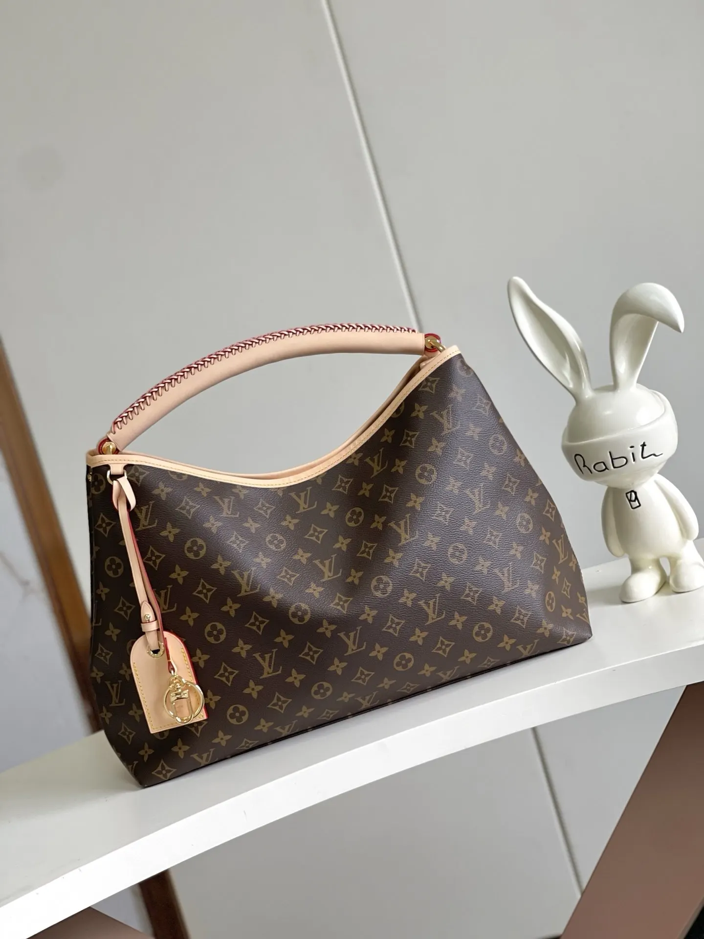 Louis Vuitton Gold Hobo Shoulder Bag Vintage Canvas