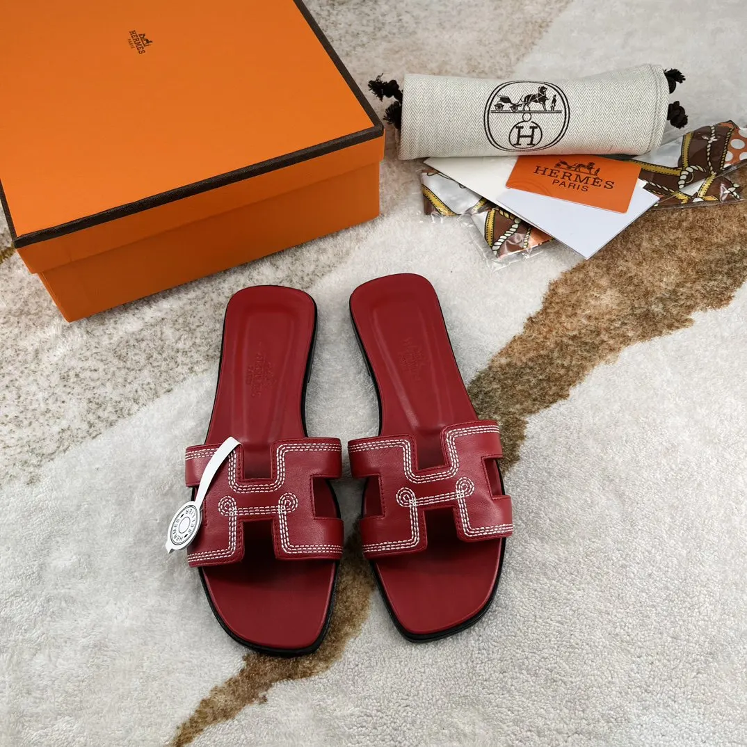 Hermes Oran 4个色 牛皮 拖鞋 舒適百搭款