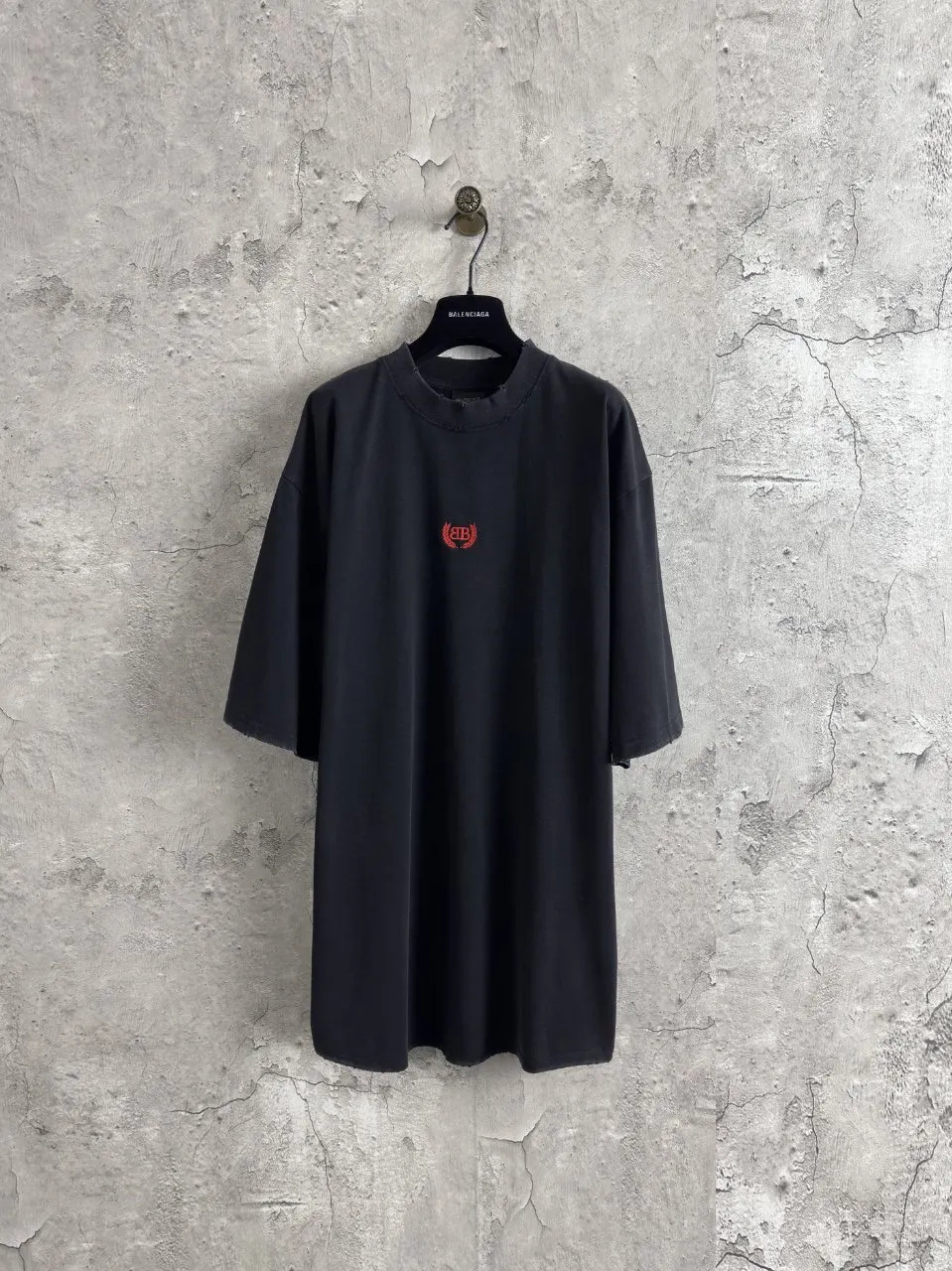 Balenciaga Black Letter Embroidery Short Sleeve T-Shirt Street Casual