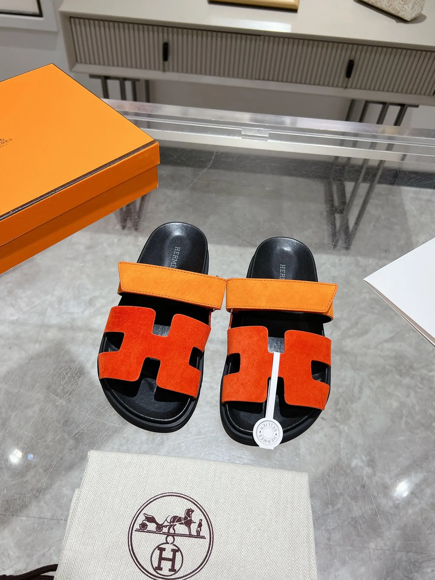 Hermes 拼色 拖鞋 舒適百搭款