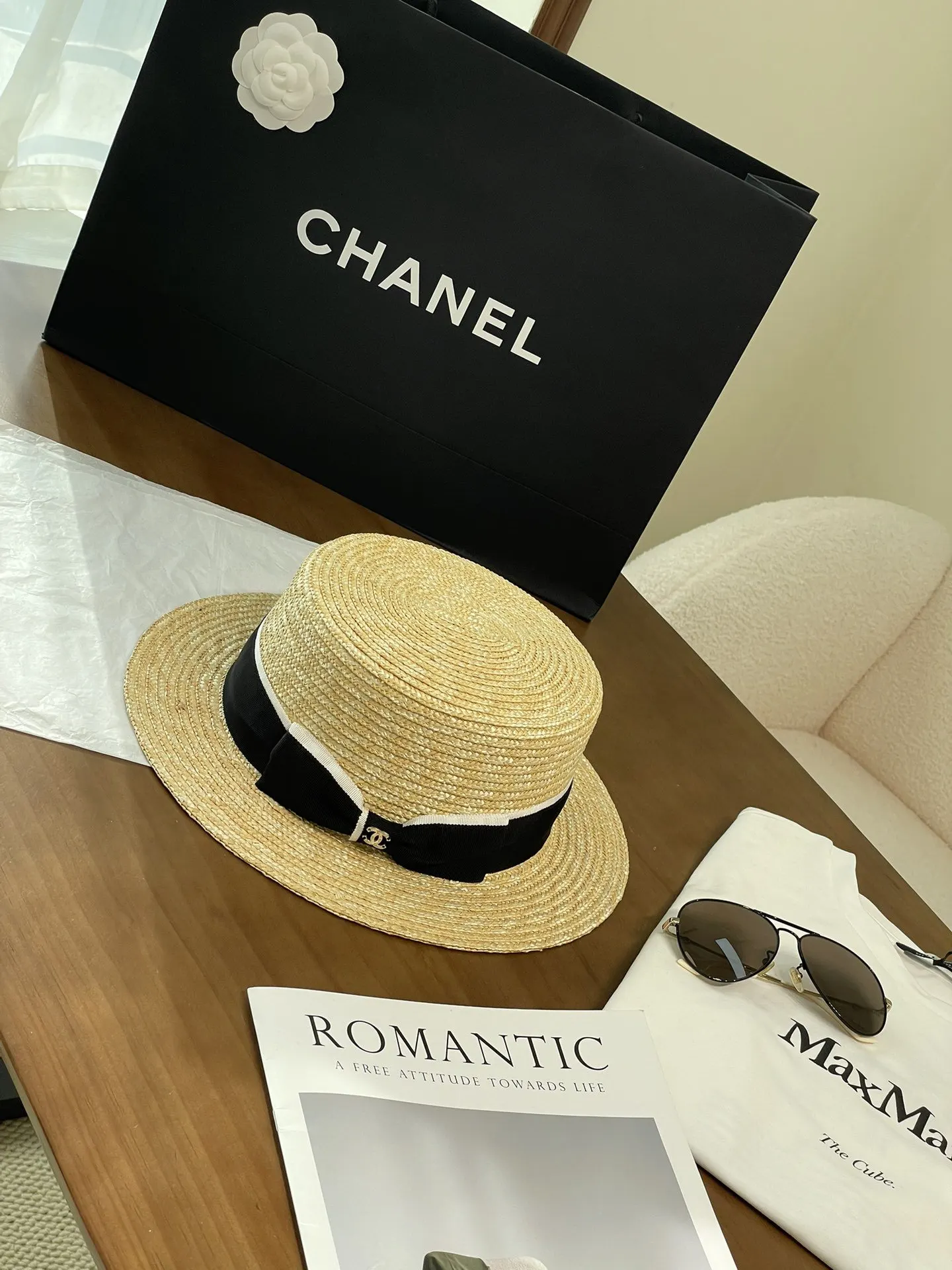 Chanel 蝴蝶 编织 防晒 遮阳 草帽 度假遮阳 帽子