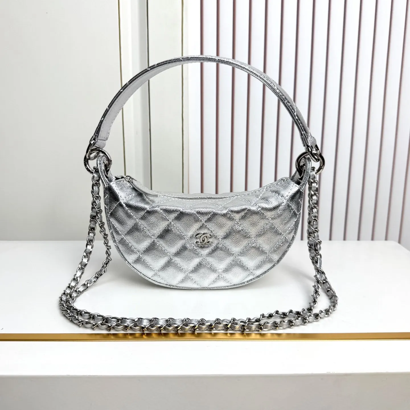 Silver Crossbody Bag Lightweight Versatile