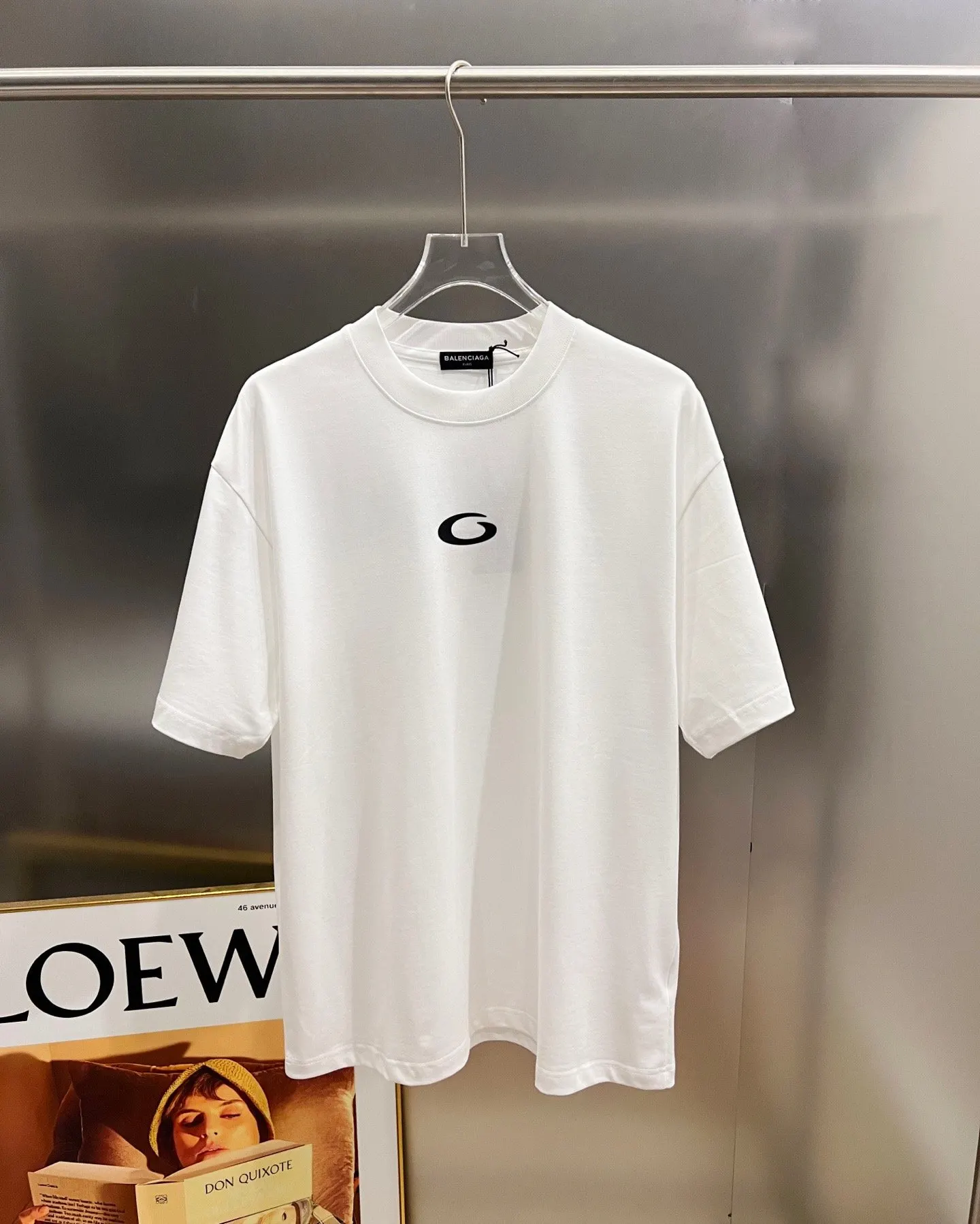 Balenciaga Black Cotton Logo Short Sleeve T-Shirt Loose Casu