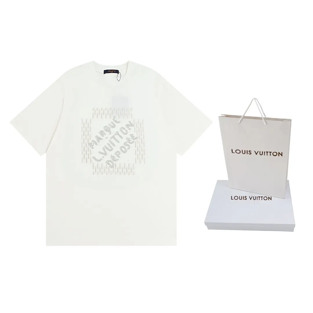 LV 24SS Letter Embroidery Short Sleeve T-Shirt Casual Versatile Style