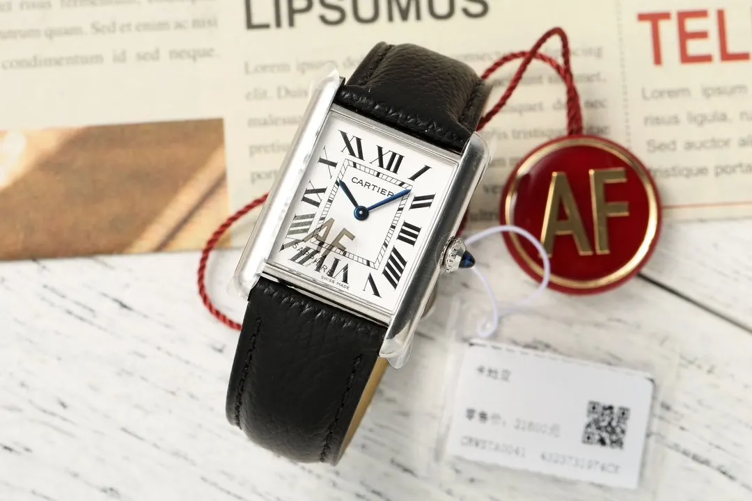 Cartier 白色 藍色 牛皮 手錶 經典腕表款