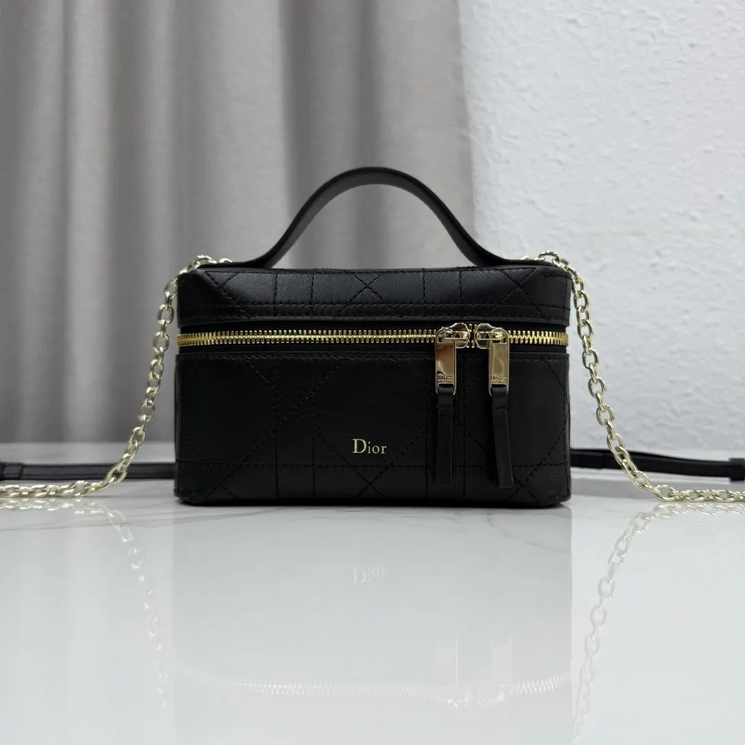 Dior 黑色 金色 羊皮 链条包 精致链条款