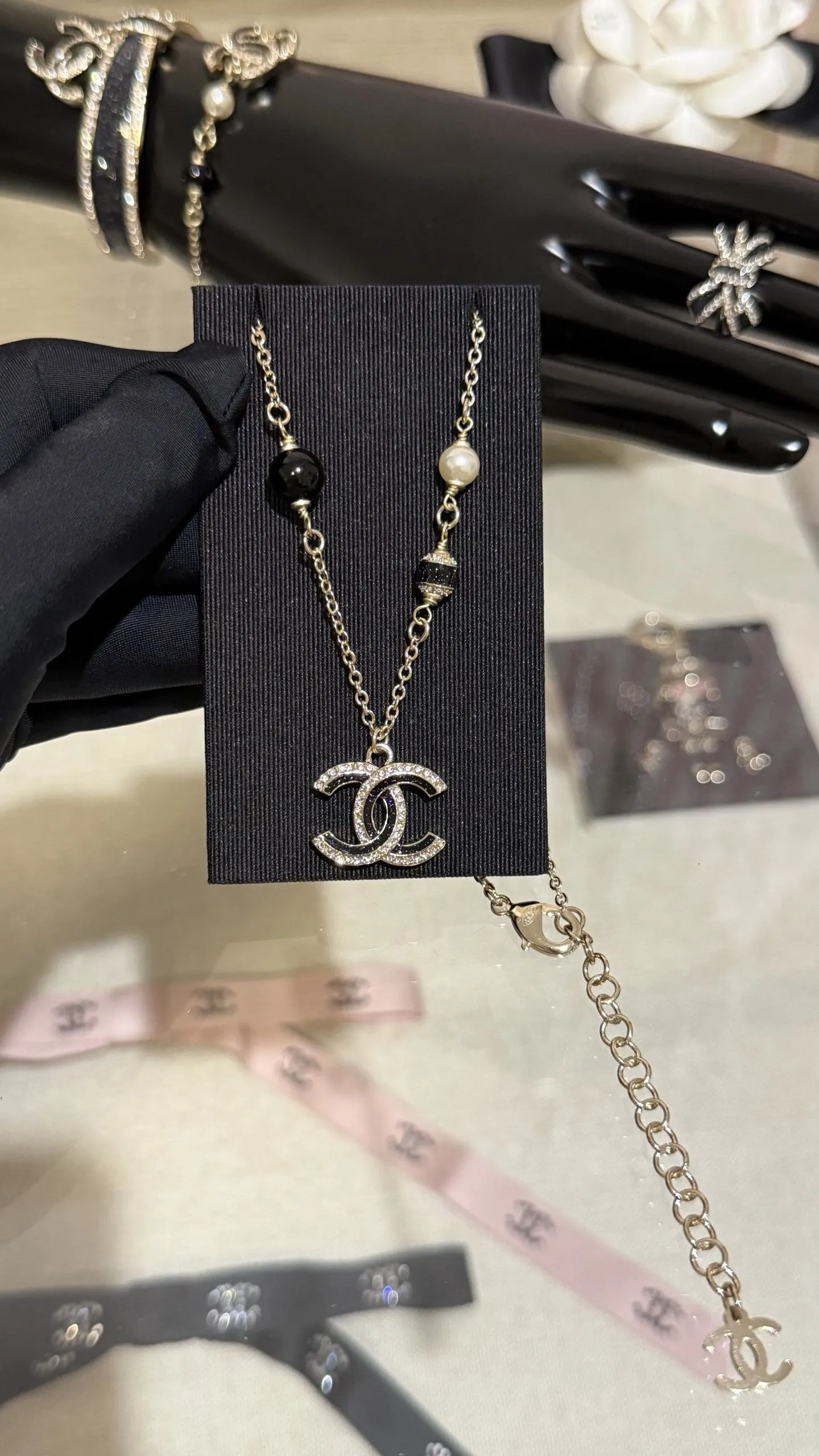 Chanel 黑色 珍珠 项链