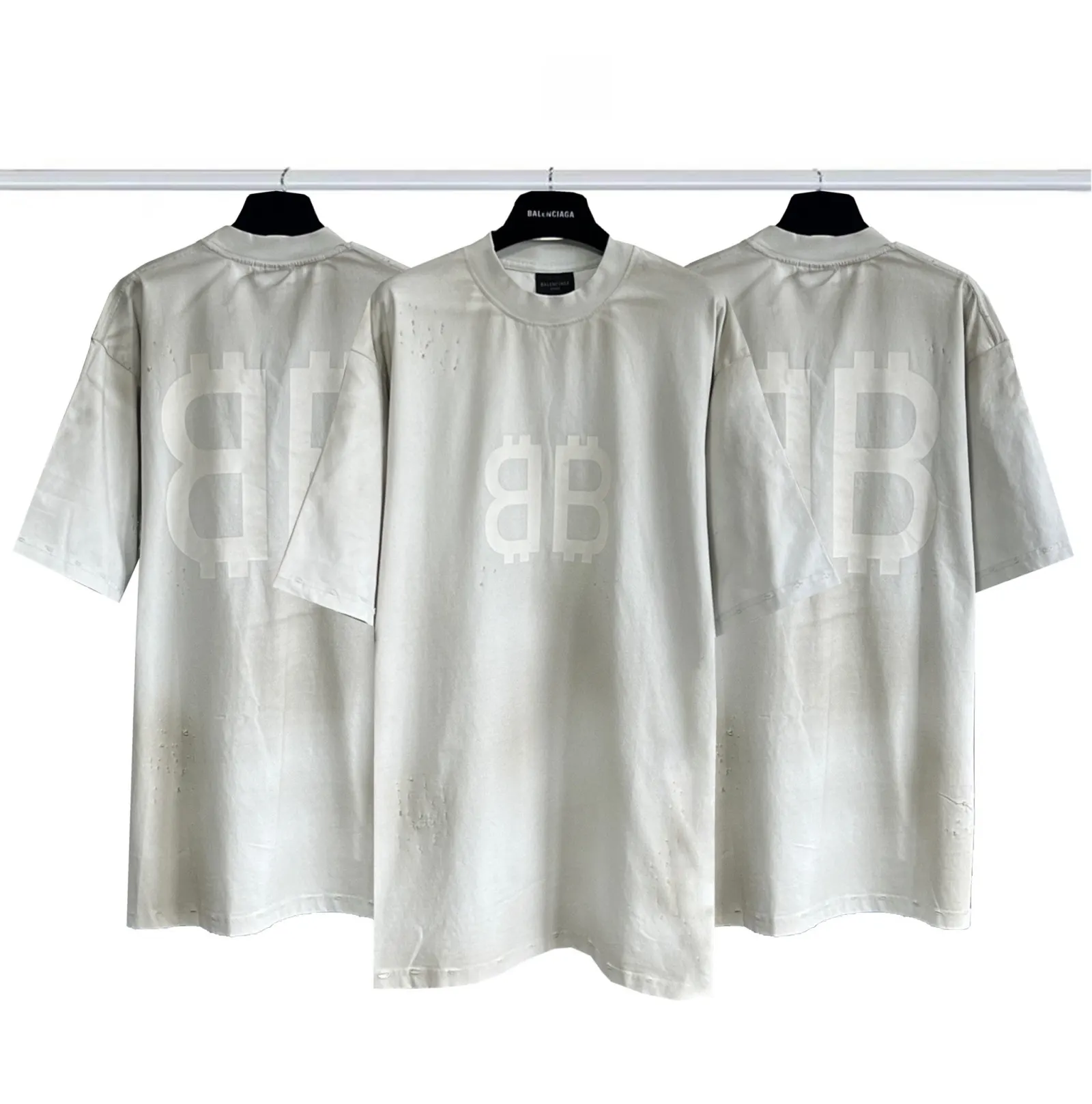 Balenciaga 杏色 Logo 短袖T恤 街頭休閒款