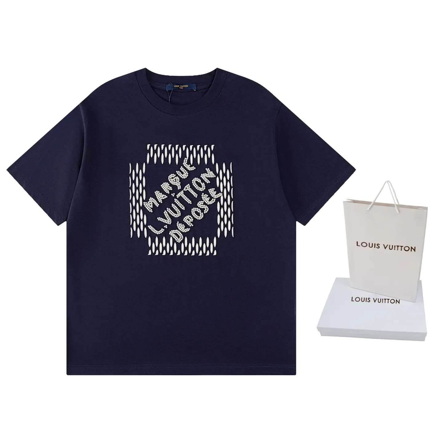 LV 24SS Letter Embroidery Short Sleeve T-Shirt Casual Versatile