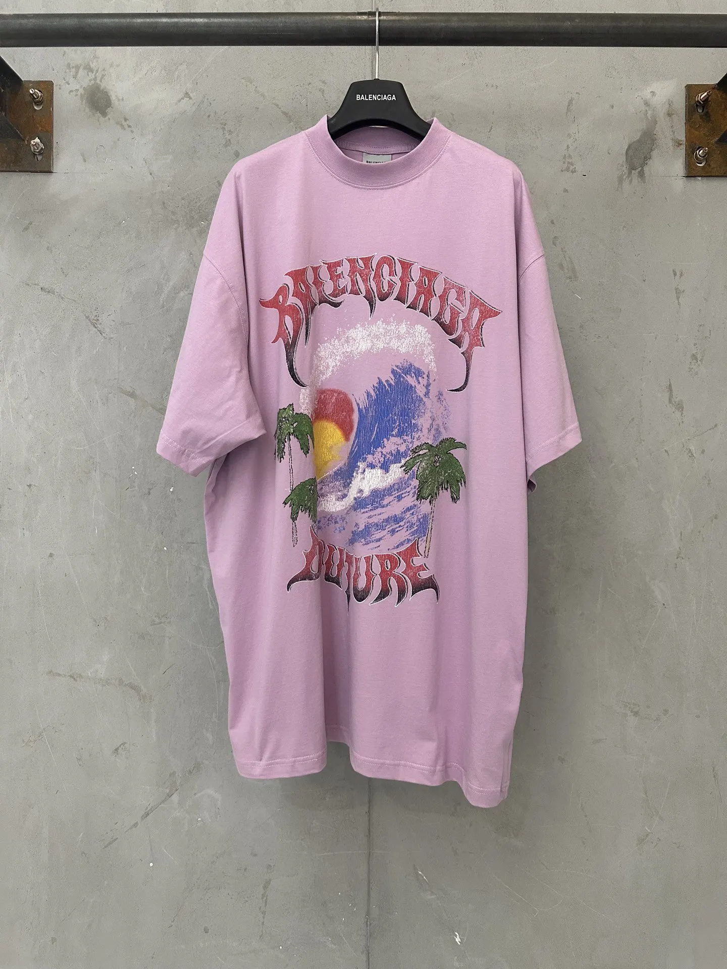 Balenciaga 26SS Black Print Short Sleeve T-Shirt Street Casual Style