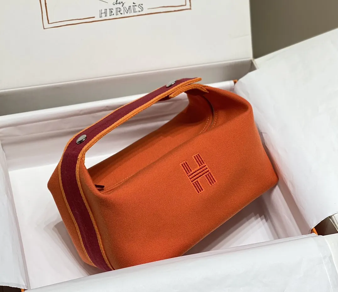 Hermes 帆布 化妝包 便携收納款