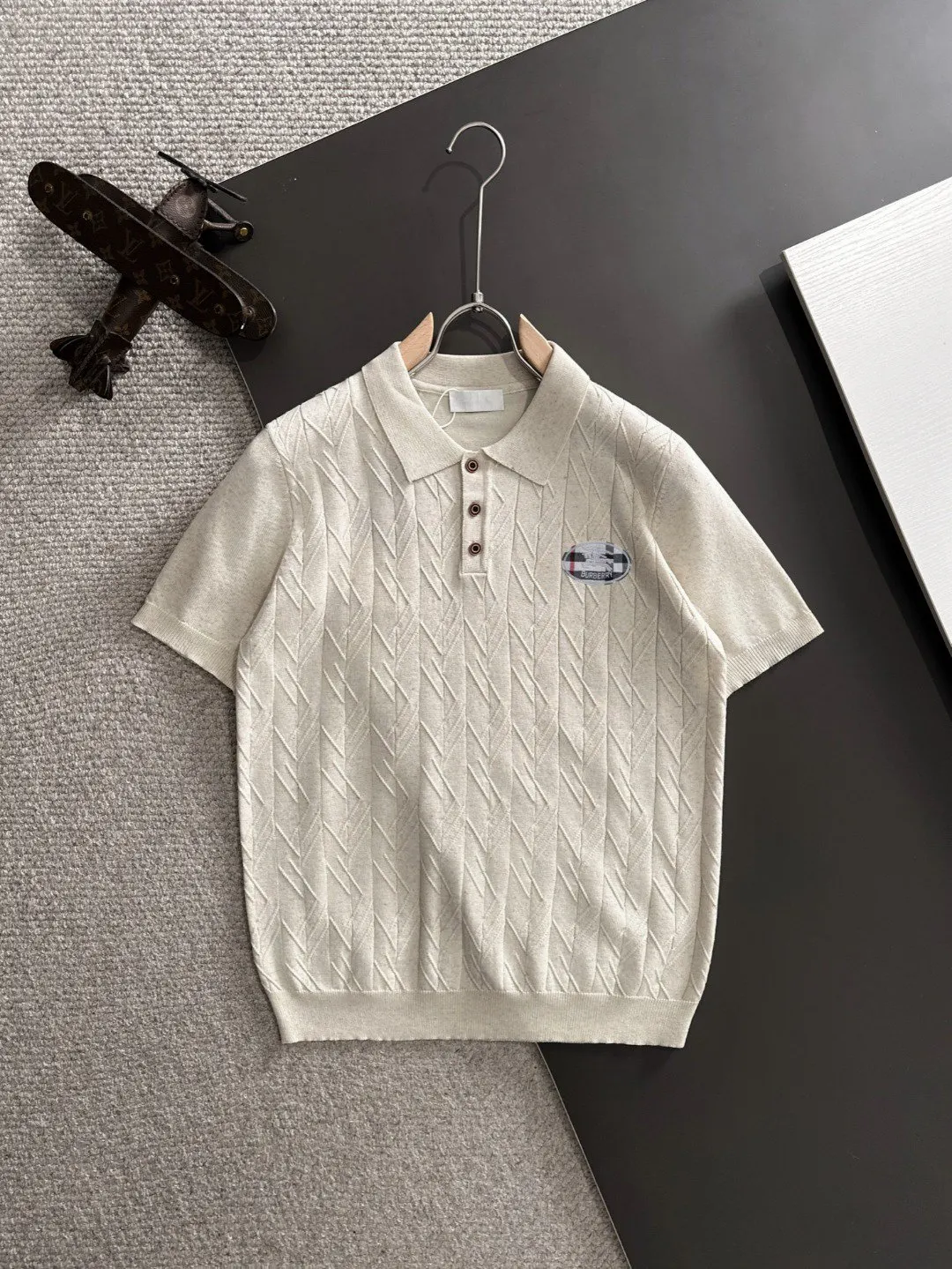 Burberry Embroidery Cotton Knitwear Textured Knit Image 1 Burberry Embroidery Cotton Knitwear Textured Knit Image 1
