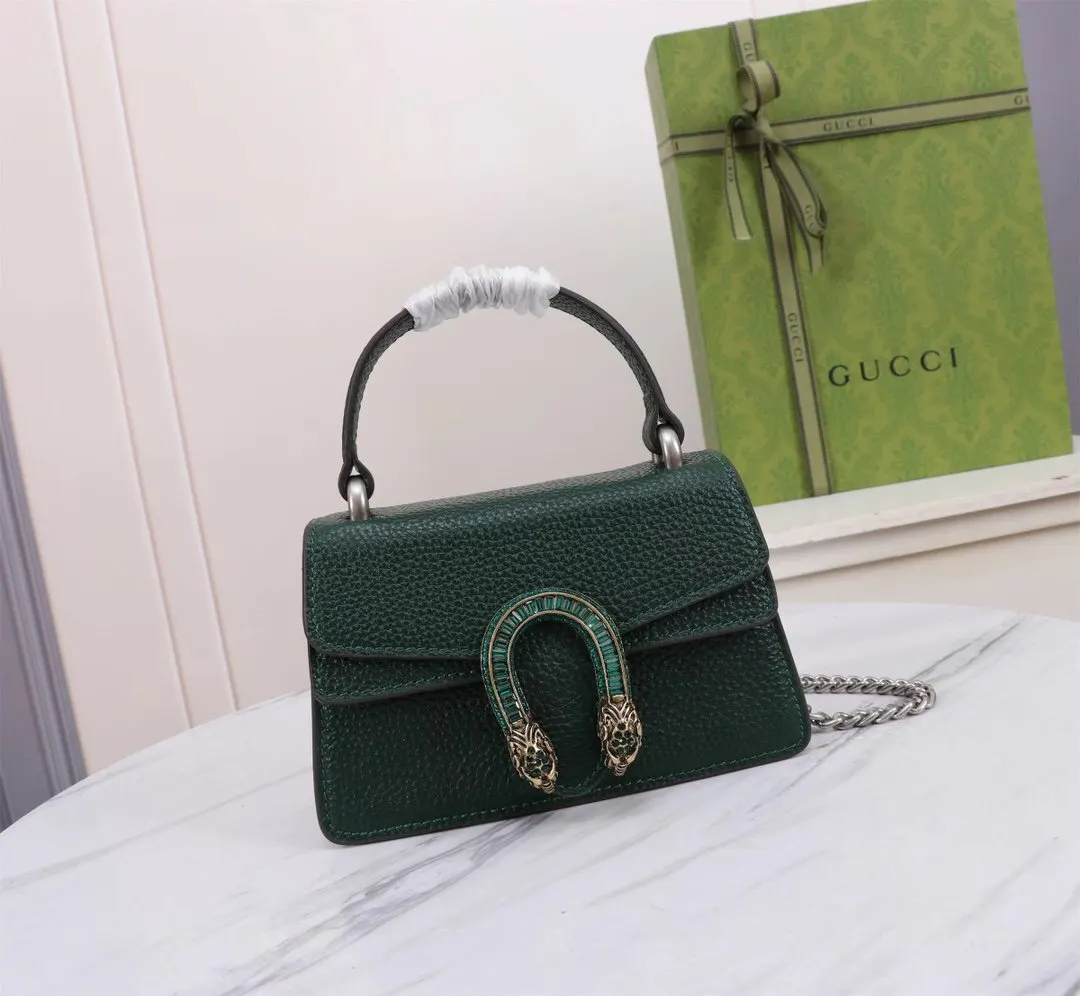 Gucci Dionysus 老花虎頭扣鏈條包 單肩斜挎款